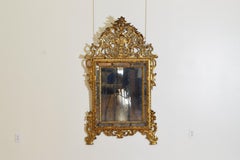 Italian, Piemonte, Rococo Period Carved Giltwood 2-Piece Mirror, 1stq 18th cen.