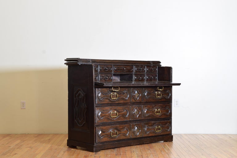 Italian, Piemontese, Carved Ebonized Walnut Secretary Commode, 17th ...