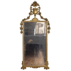 Italian, Piemontese, Carved Giltwood Footed Mirror, 2nd Half of the 18th Century