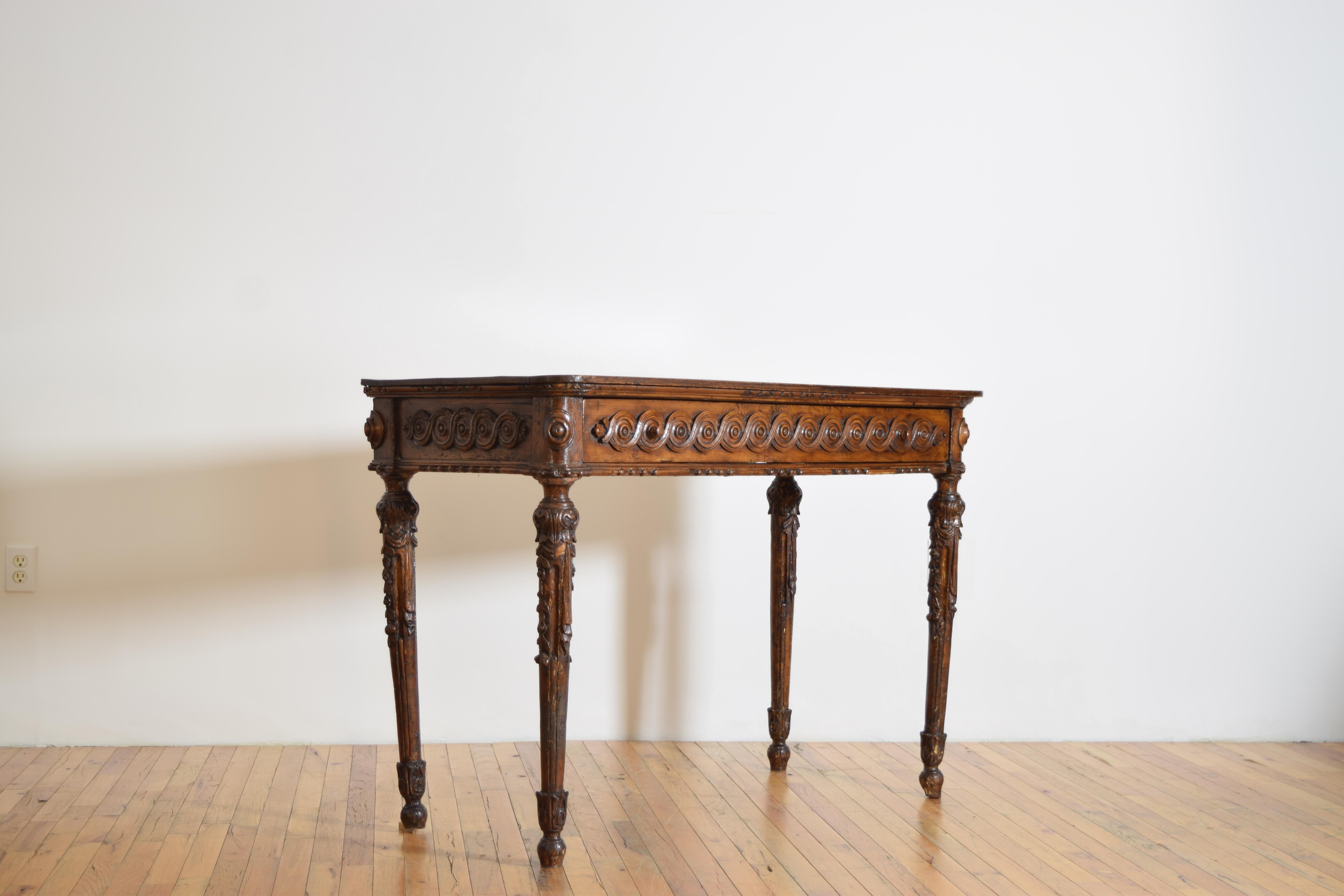 Italian, Piemontese, Carved Larice 1-Drawer Console, last quarter 18th century In Good Condition For Sale In Atlanta, GA