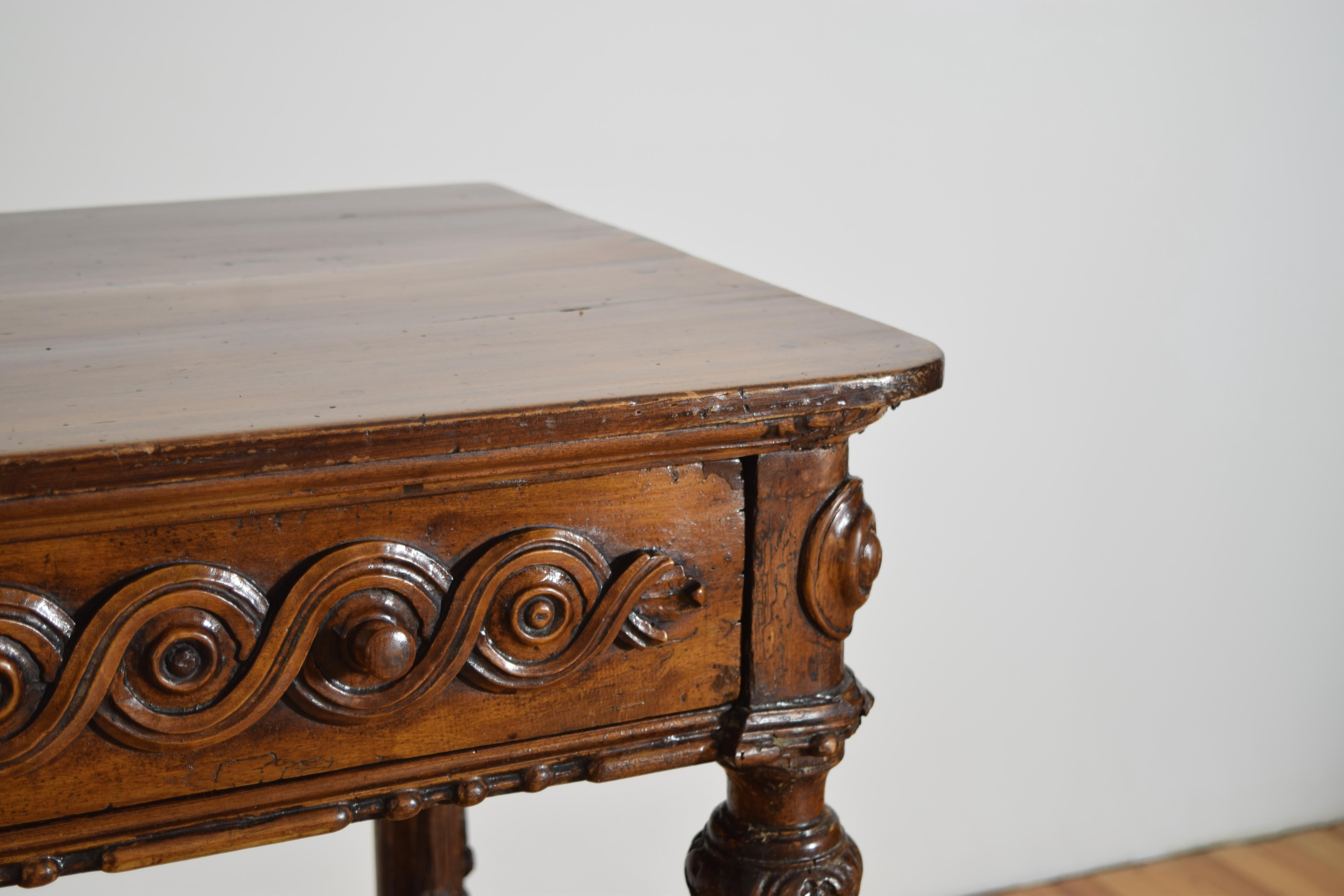 Italian, Piemontese, Carved Larice 1-Drawer Console, last quarter 18th century For Sale 1