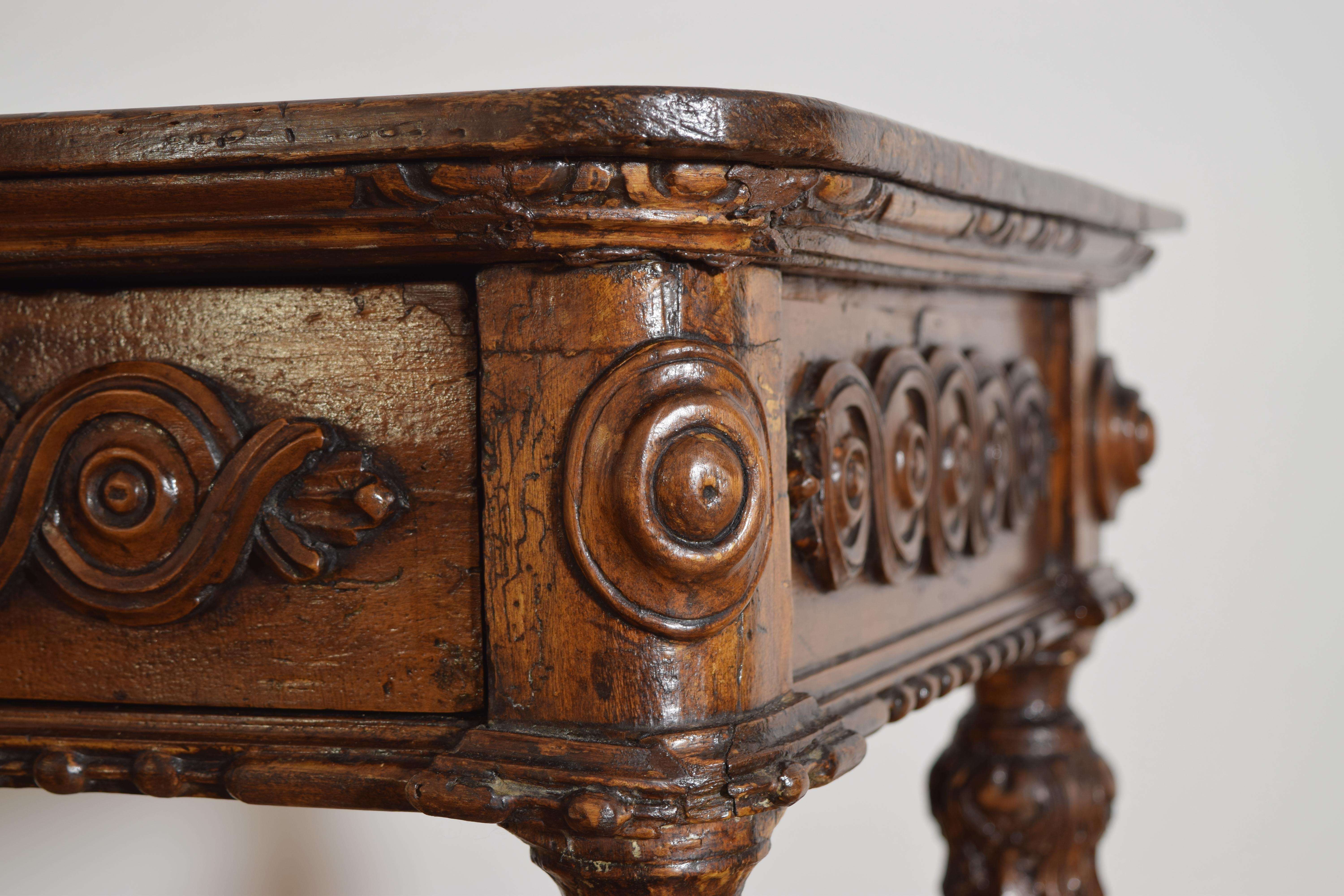 Italian, Piemontese, Carved Larice 1-Drawer Console, last quarter 18th century For Sale 3