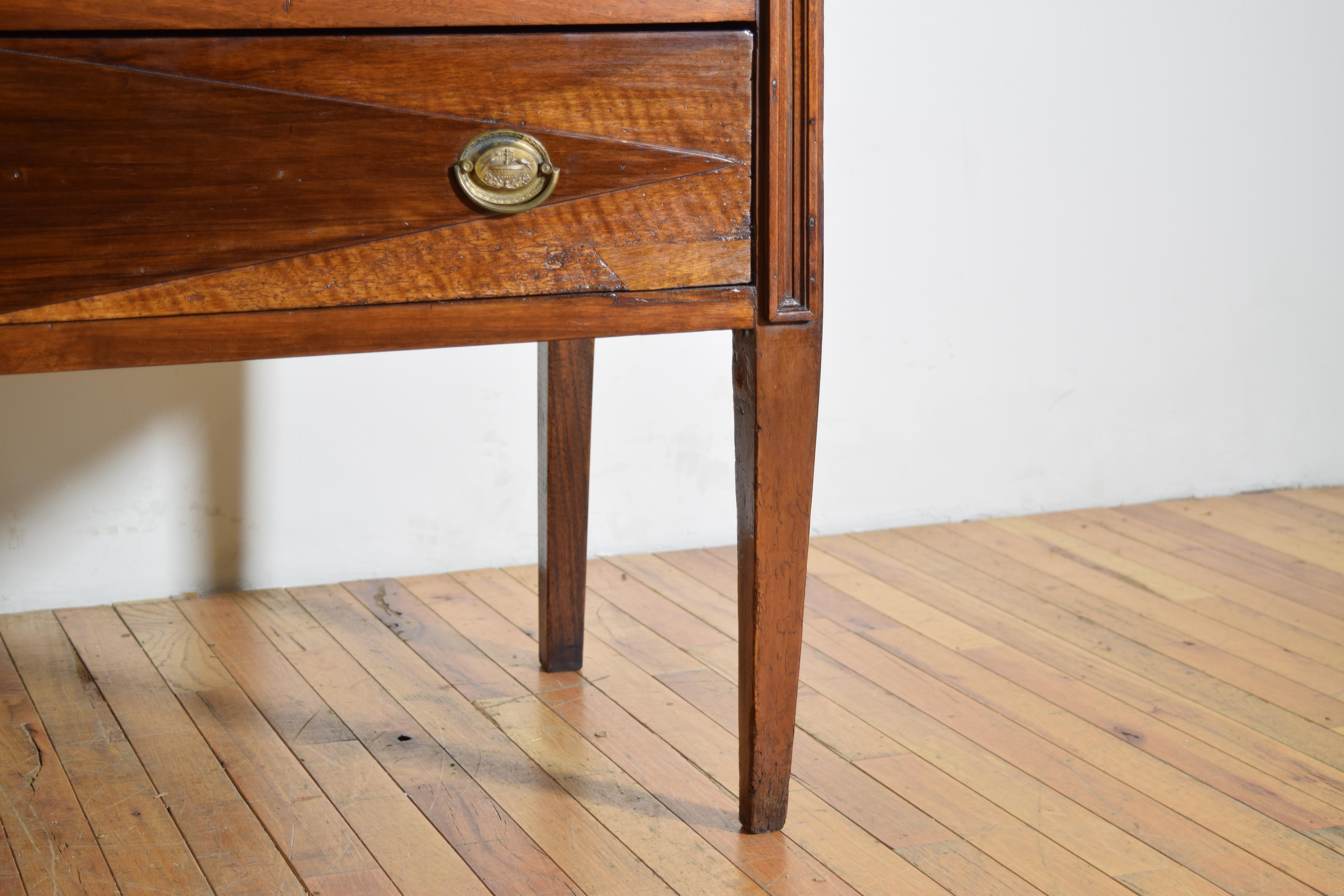 Italienischer Sekretär-Schrank aus Nussbaumholz, Piemontese Directoire-Periode, Doppiocorpo, 18. Jahrhundert im Angebot 6