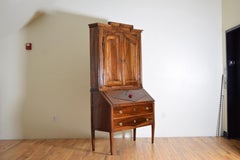 Italian Piemontese Directoire Period Walnut Doppiocorpo Secretary Cabinet 18thC