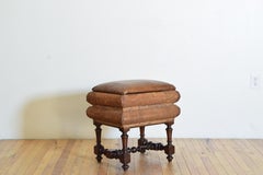 Italian, Piemontese, Louis XIV Leather & Upholstered Storage Bench, ca. 1700