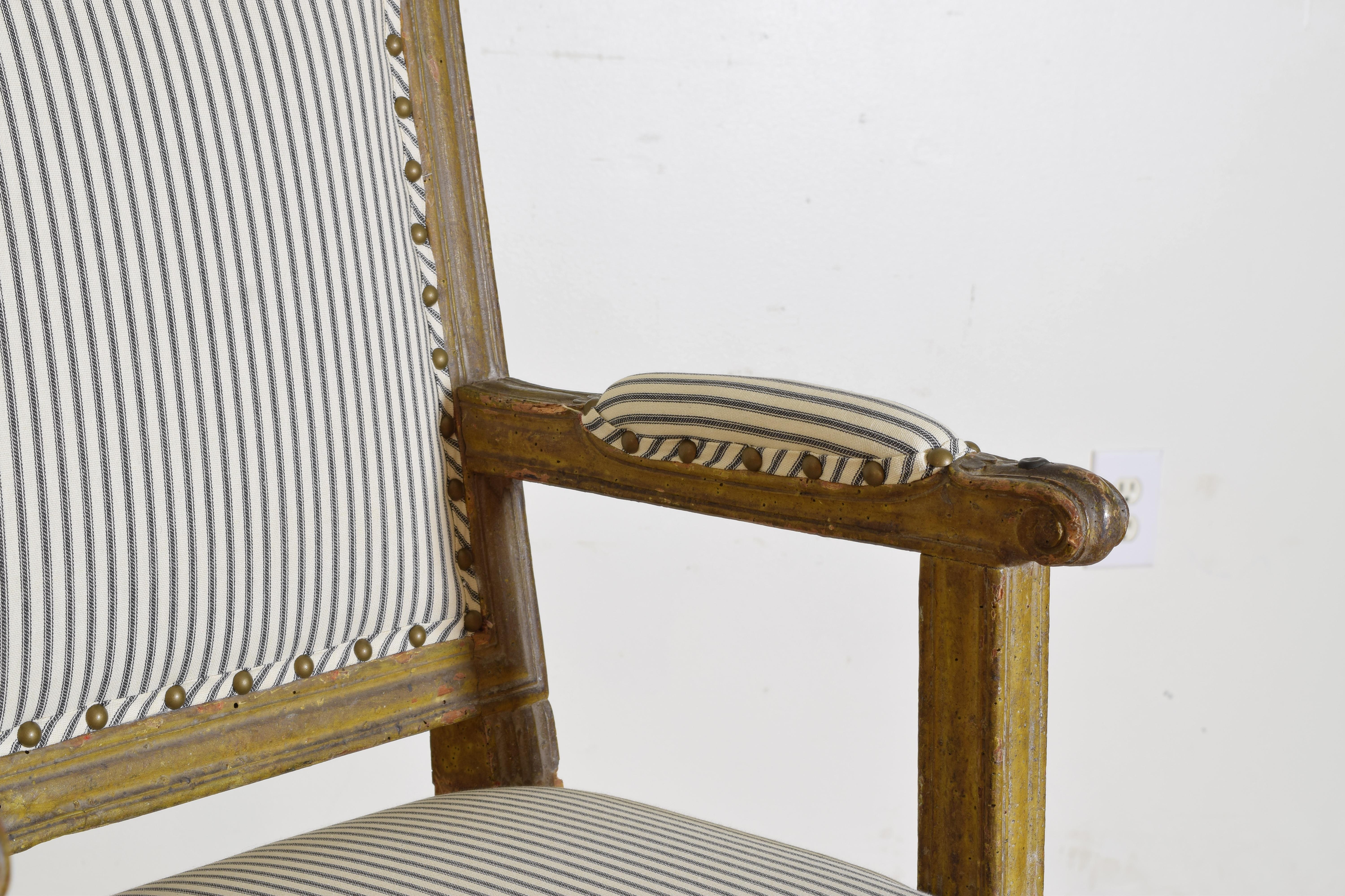 Italienischer, geschnitzter und bemalter Sessel aus der italienischen, Piemonte- und Louis-XVI-Periode, CA. 1780 im Angebot 2