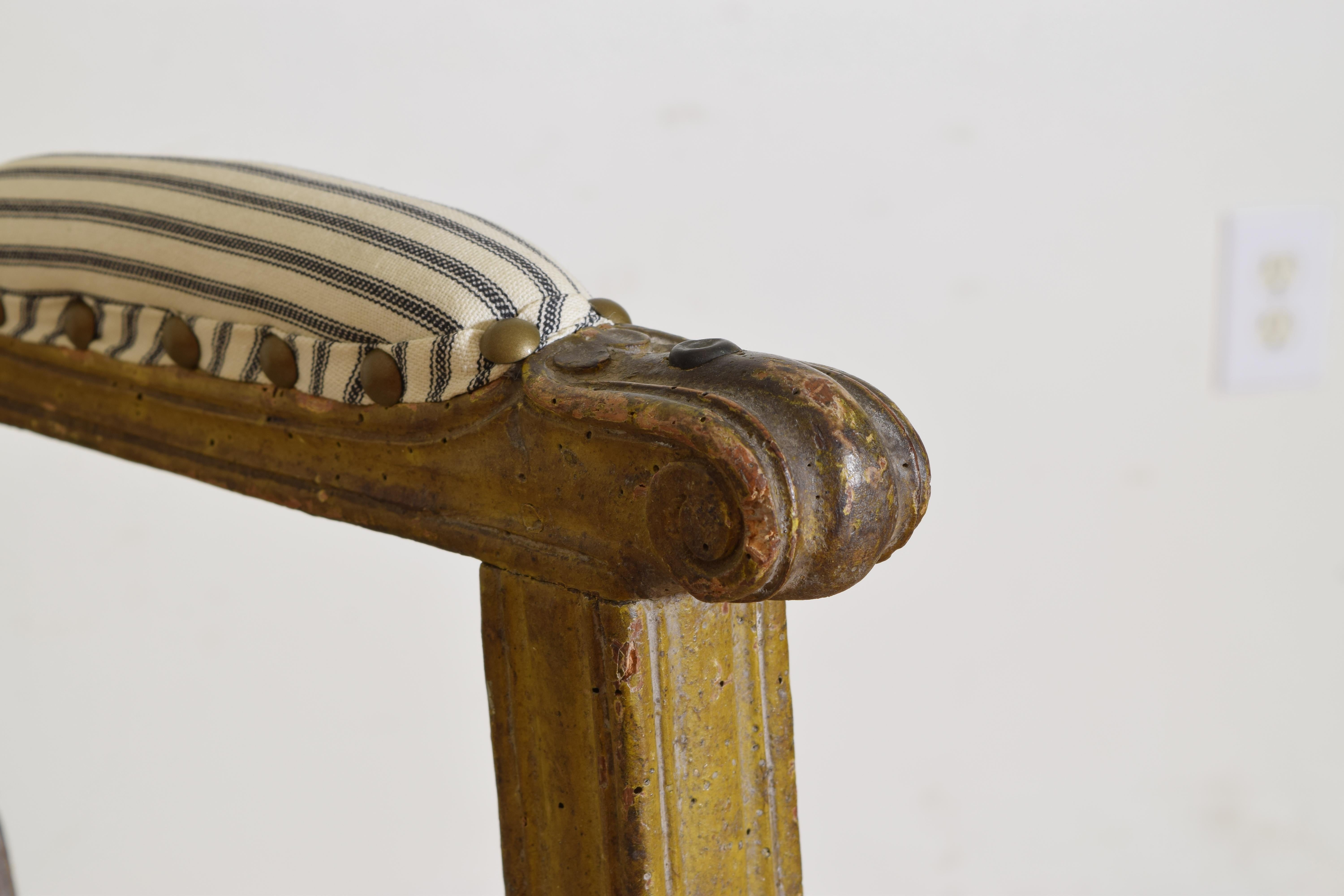 Italienischer, geschnitzter und bemalter Sessel aus der italienischen, Piemonte- und Louis-XVI-Periode, CA. 1780 im Angebot 3