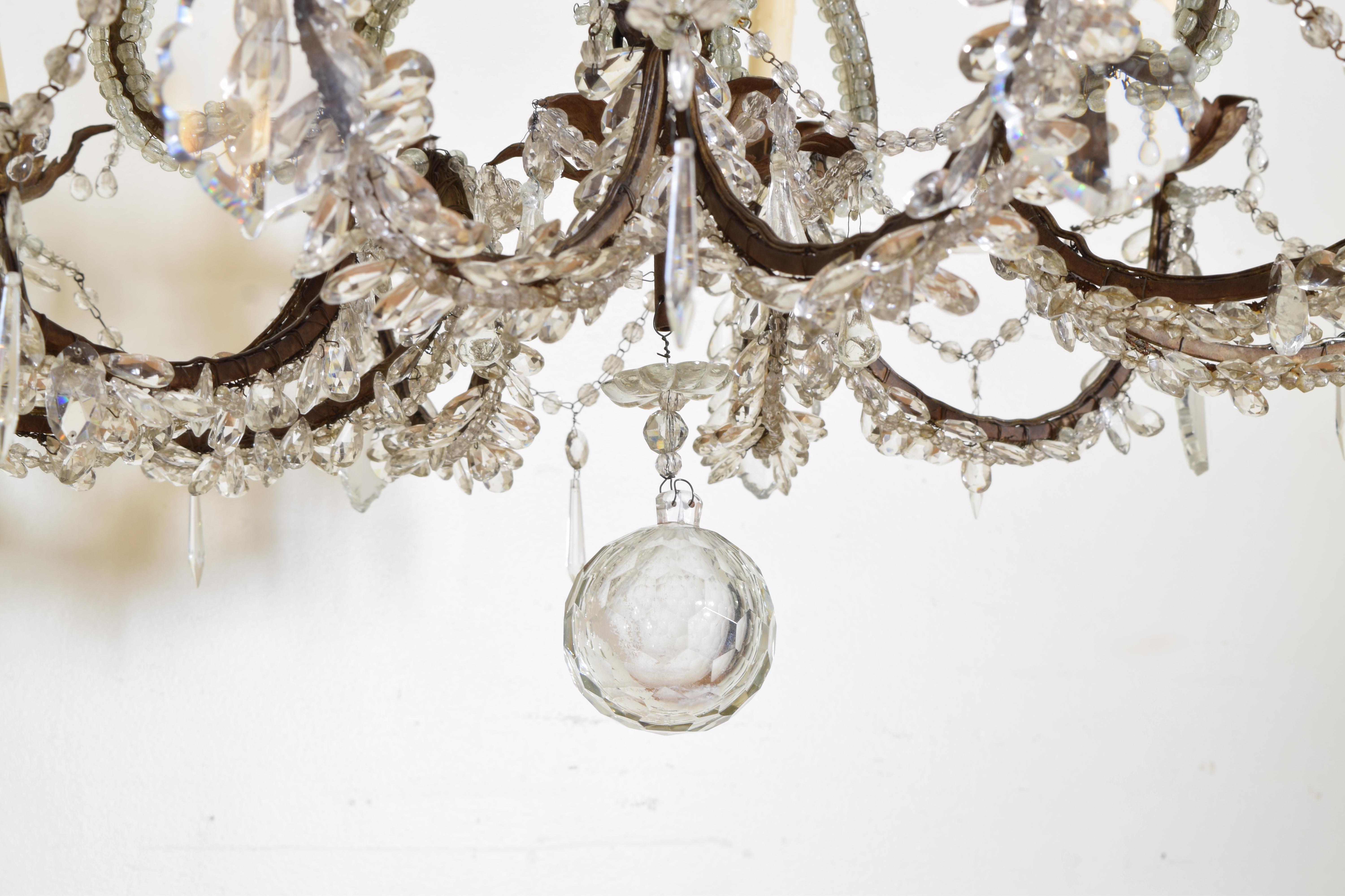 Italian, Piemontese, Rococo Revival Period Iron and Glass 10-Light Chandelier 6