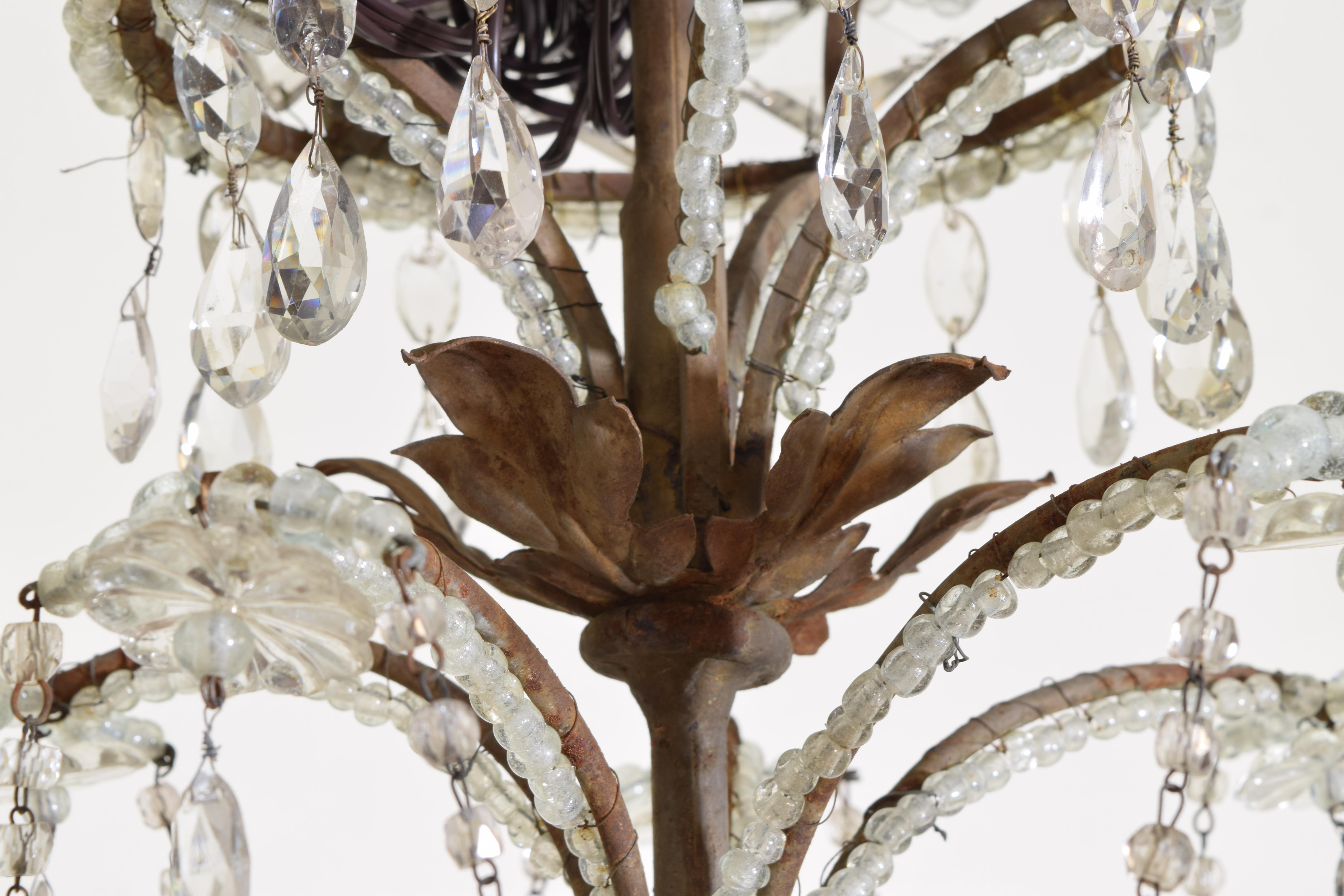 Italian, Piemontese, Rococo Revival Period Iron and Glass 10-Light Chandelier 1