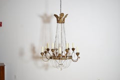 Italienischer, piemontesischer, versilberter und vergoldeter Metall- und Eisenlüster mit 12 Lichtern, um 1800