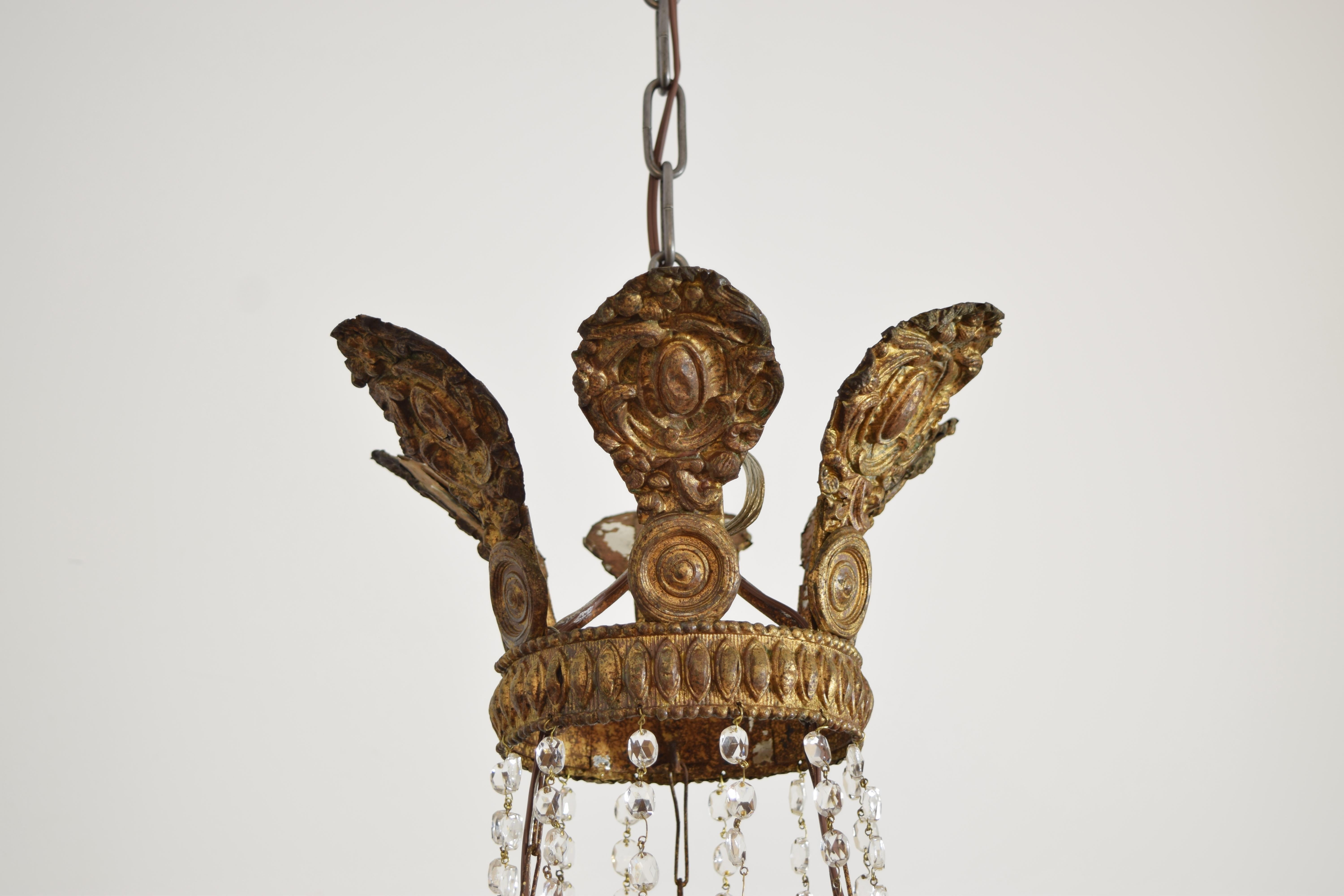 Early 19th Century Italian, Piemontese, Silvered & Gilt Metal & Iron 12-Light Chandelier, ca. 1800 For Sale