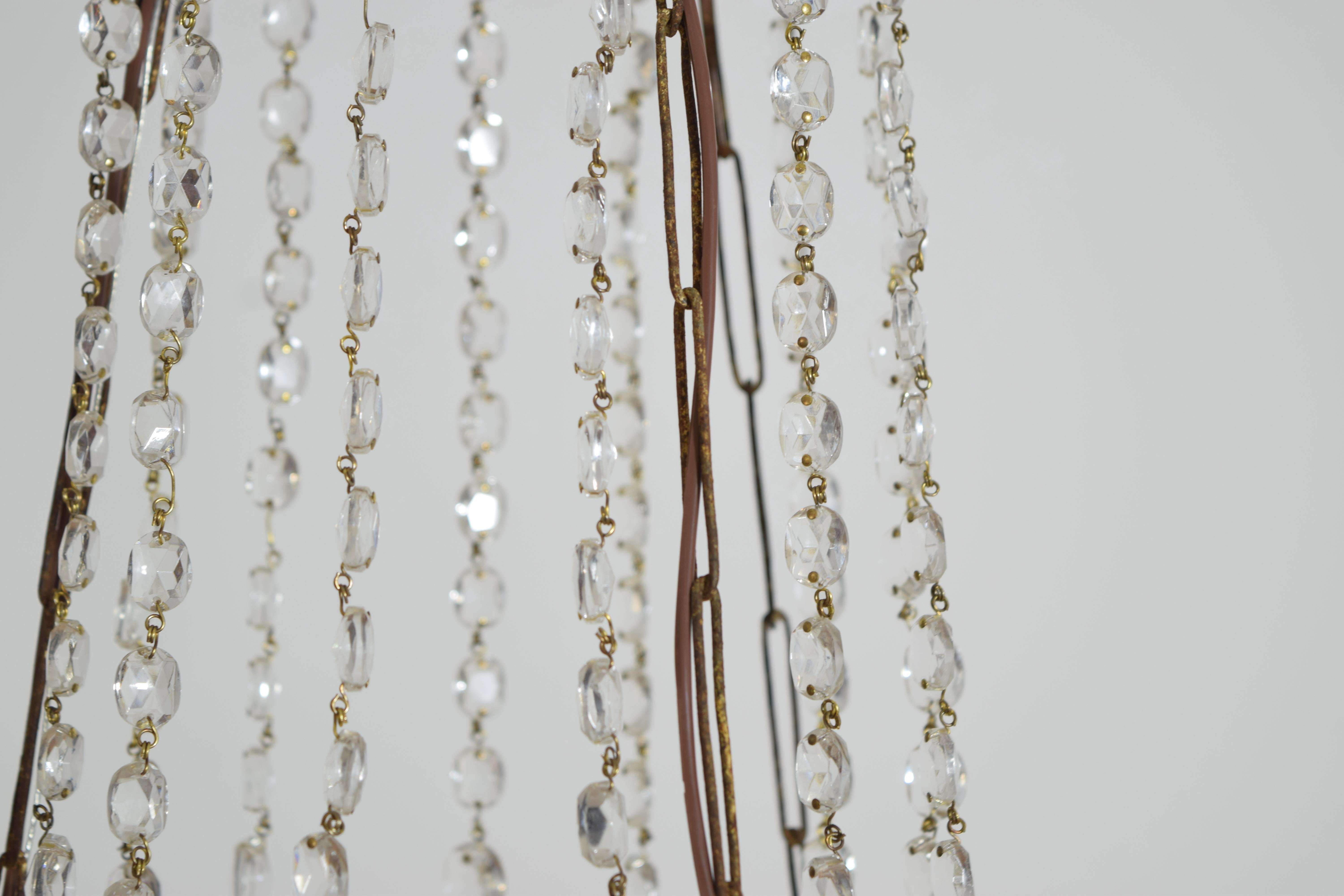 Italian, Piemontese, Silvered & Gilt Metal & Iron 12-Light Chandelier, ca. 1800 For Sale 2