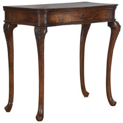 Italian, Piemontese, Walnut Drawer Table, Shell Carved Knees, 18th Century