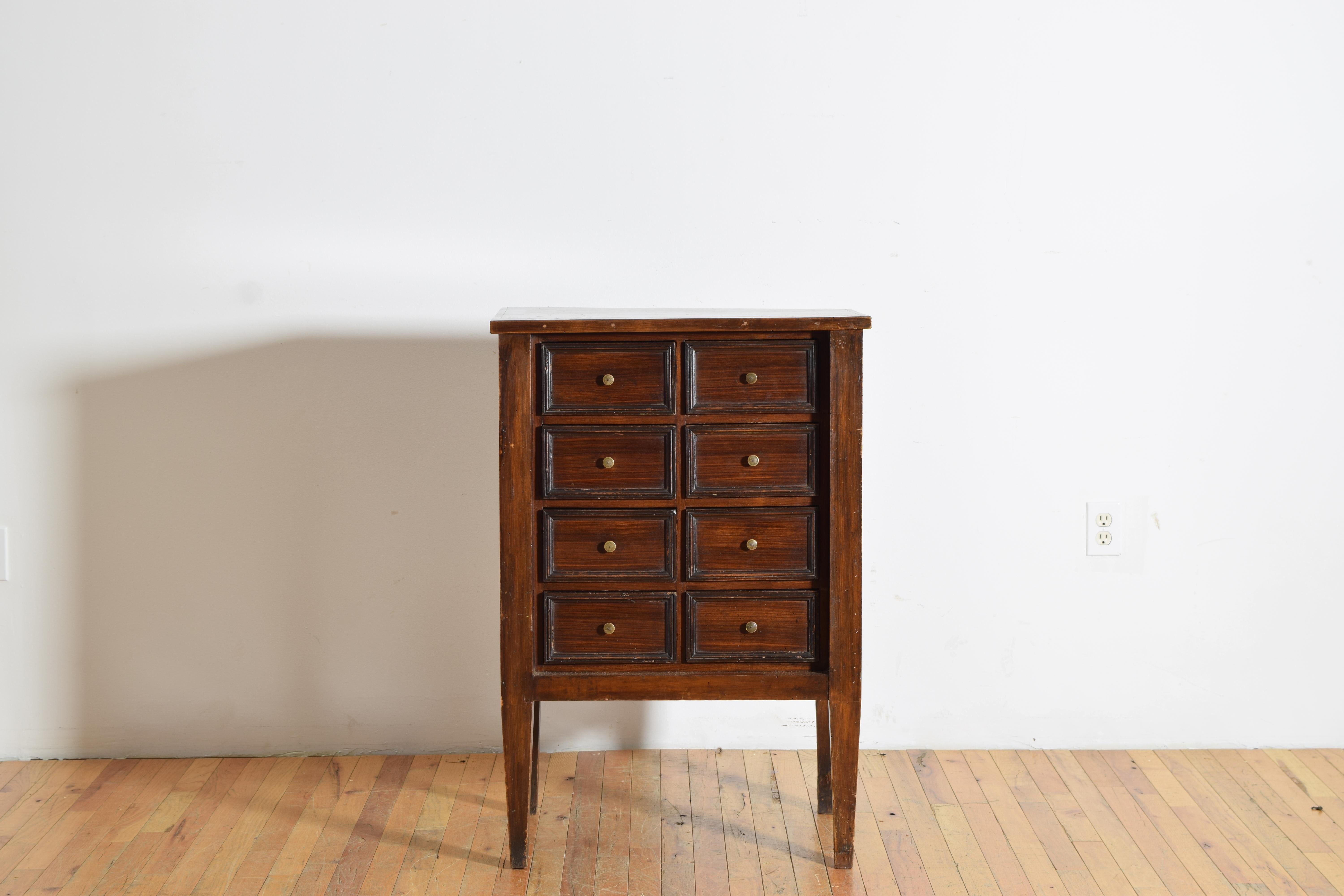 Neoclassical Italian, Piemontese, Walnut/Ebonized Neoclassic 8-Drawer Commode, early 19th cen For Sale