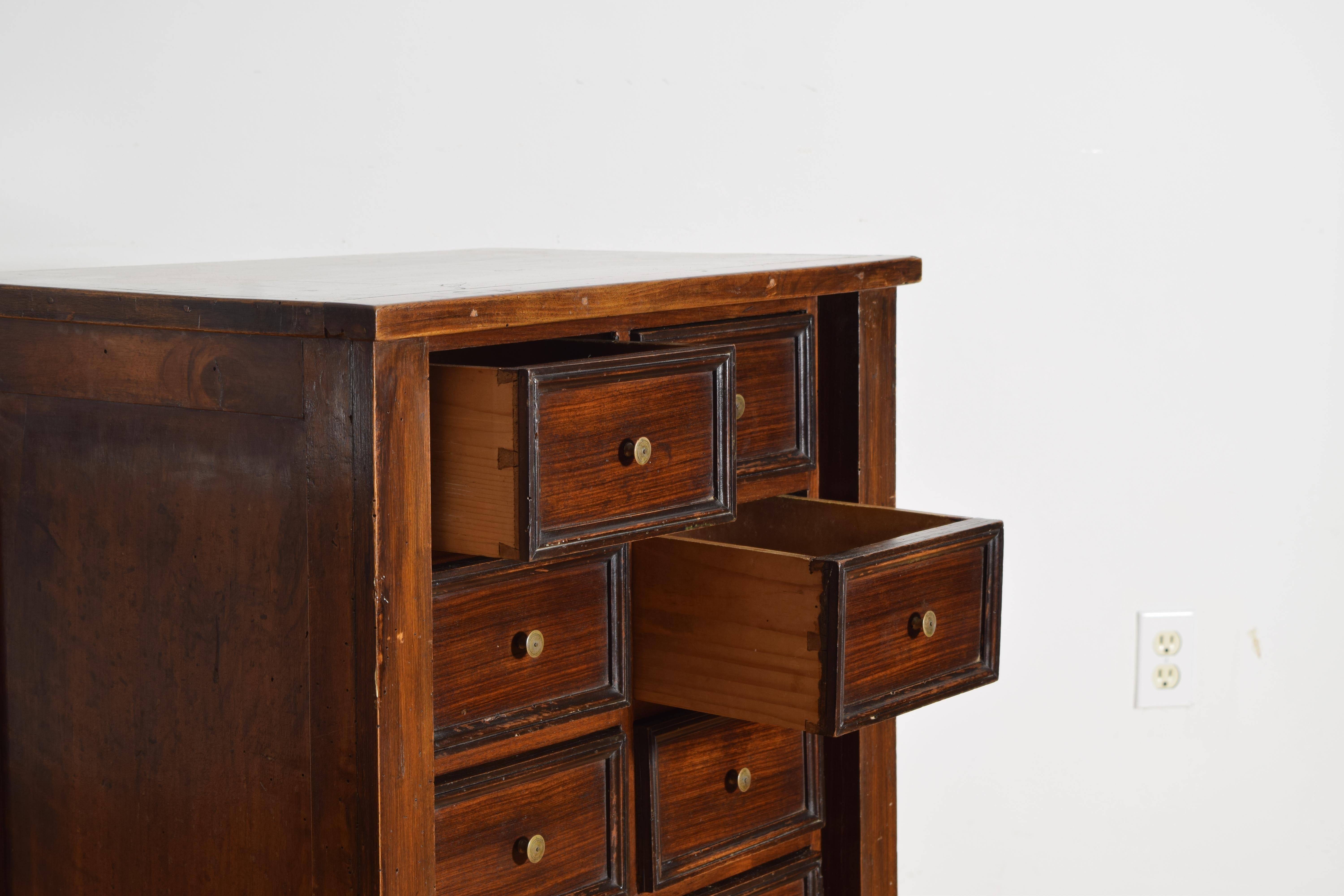 19th Century Italian, Piemontese, Walnut/Ebonized Neoclassic 8-Drawer Commode, early 19th cen For Sale