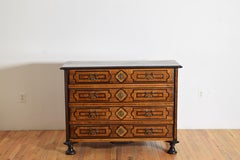 Italian, Piemontese, Walnut, Inlaid, & Ebonized 4-Drawer Commode, early 18th cen