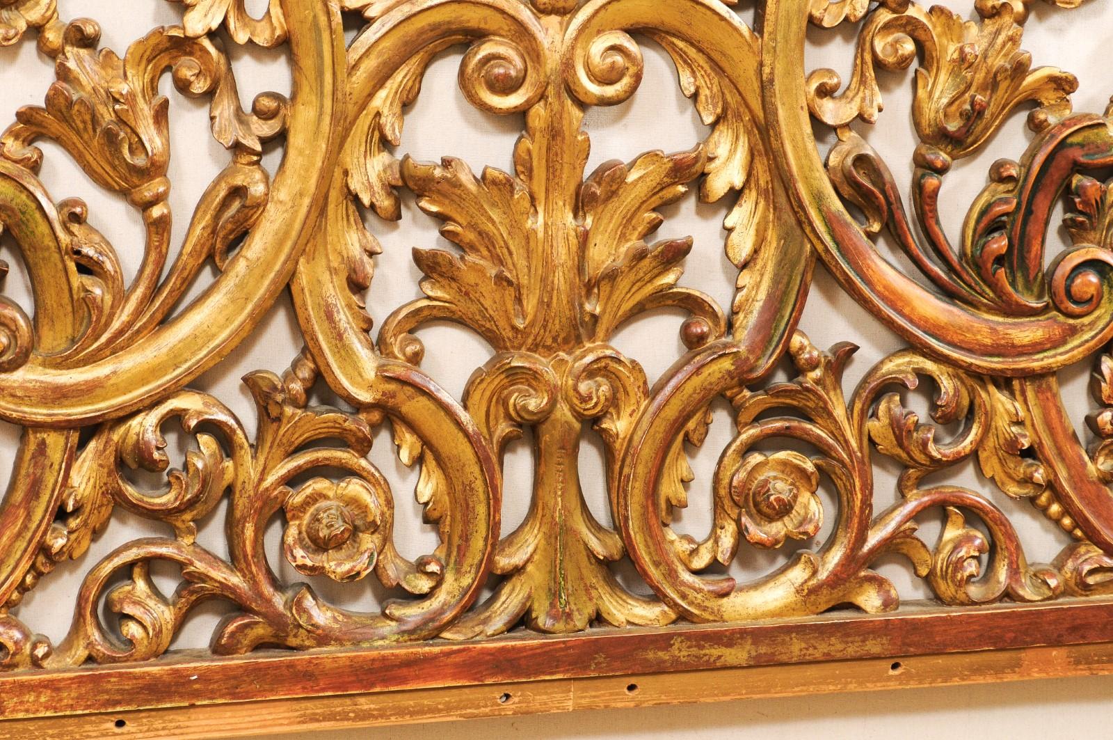 Italian Pierce-Carved and Giltwood Fragment Stands Great Headboard 5