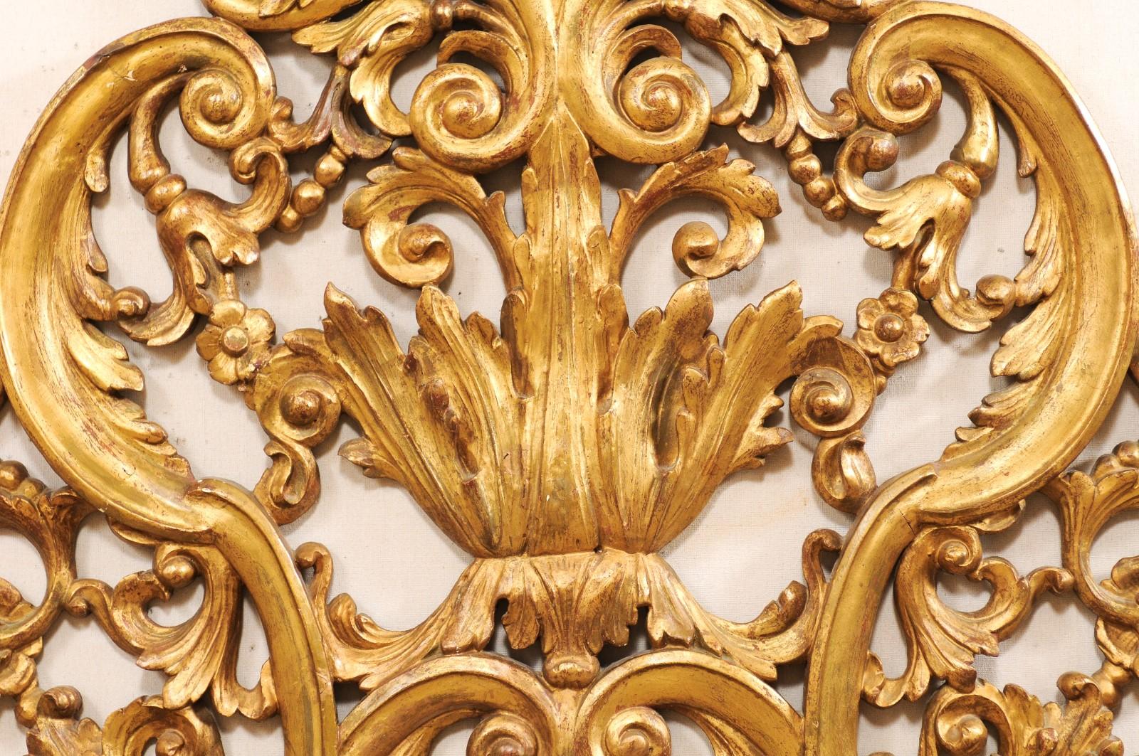 Wood Italian Pierce-Carved and Giltwood Fragment Stands Great Headboard
