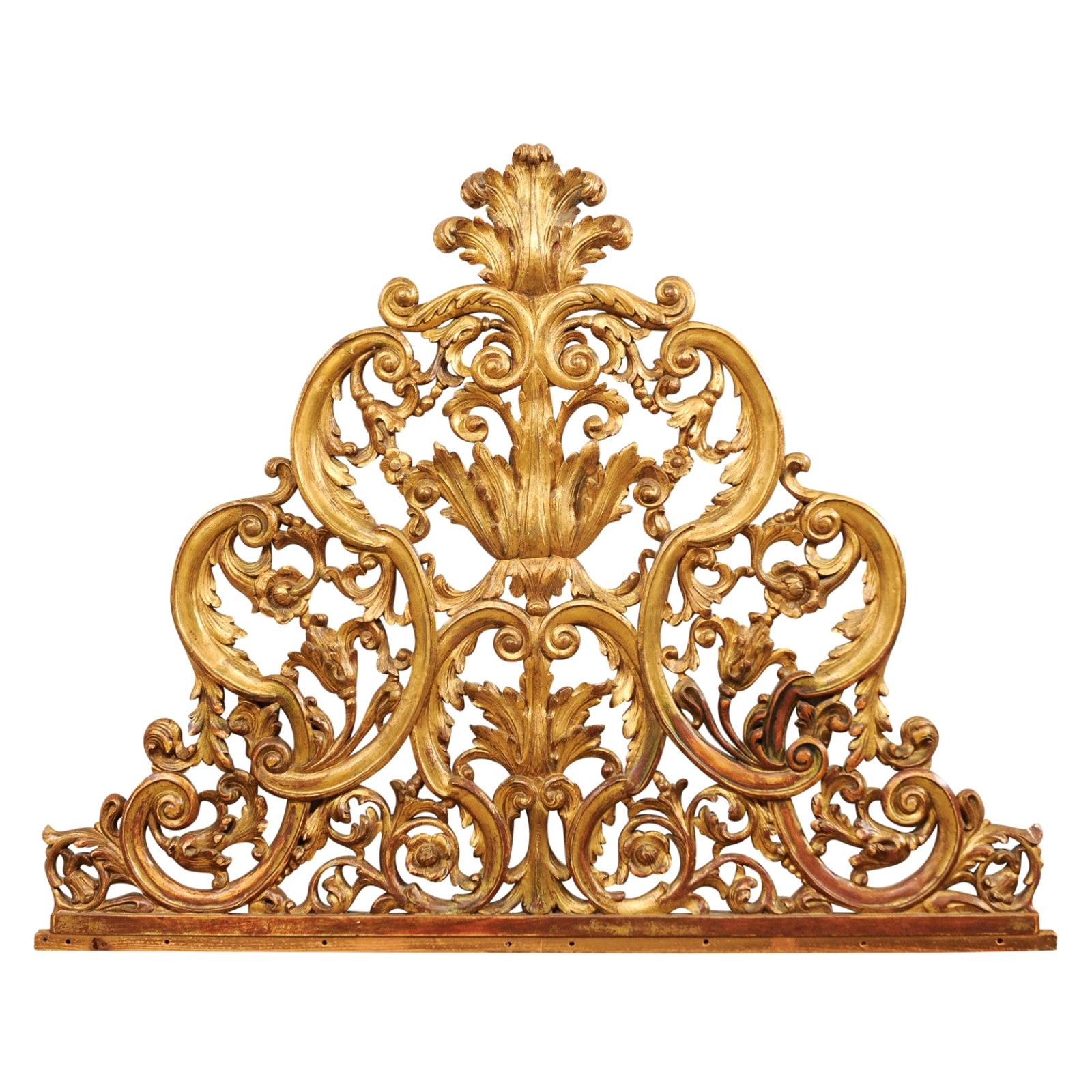 Italian Pierce-Carved and Giltwood Fragment Stands Great Headboard