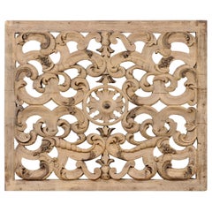 Italian Pierce-Carved Wood Plaque in Scrolling Acanthus Leaf Motif