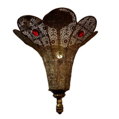 Italian Pierced Metal Lantern with Interior Lights