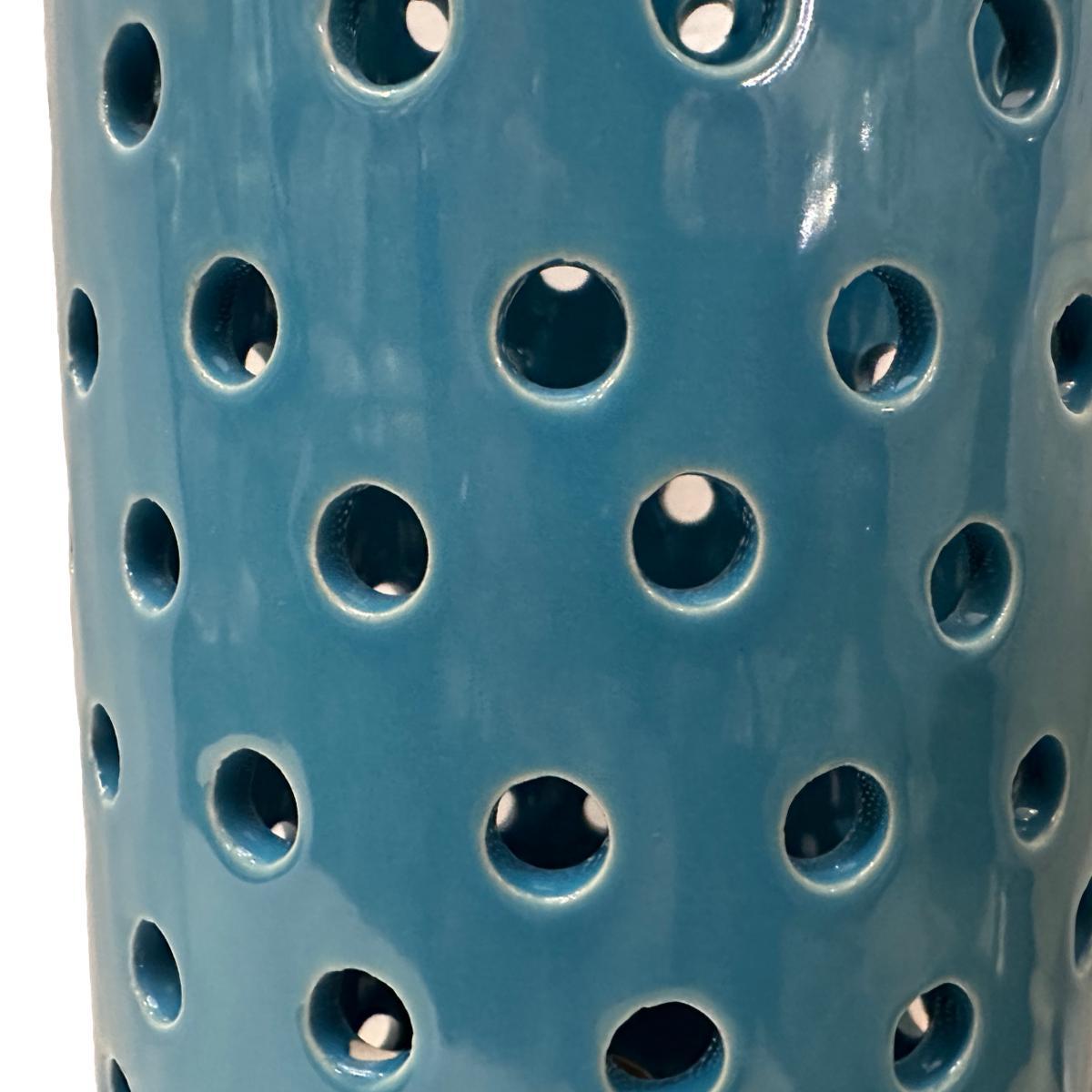 Ceramic Italian Pierced Porcelain Lamp For Sale