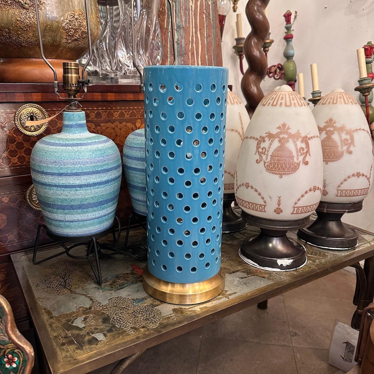 Italian Pierced Porcelain Lamp For Sale 2