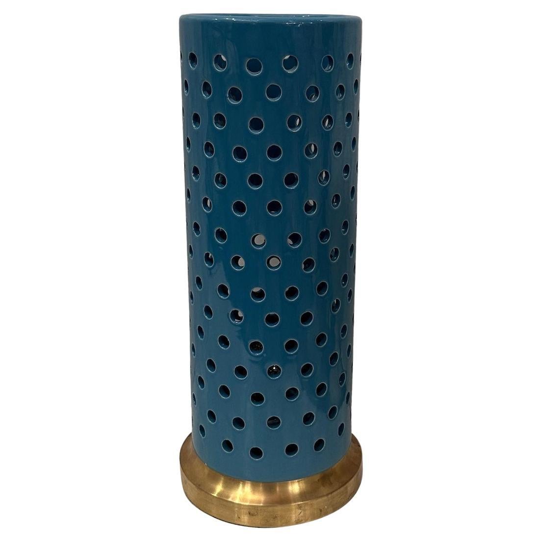 Italian Pierced Porcelain Lamp For Sale