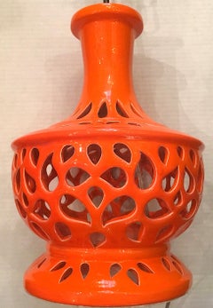 Italian Pierced Porcelain Table Lamp