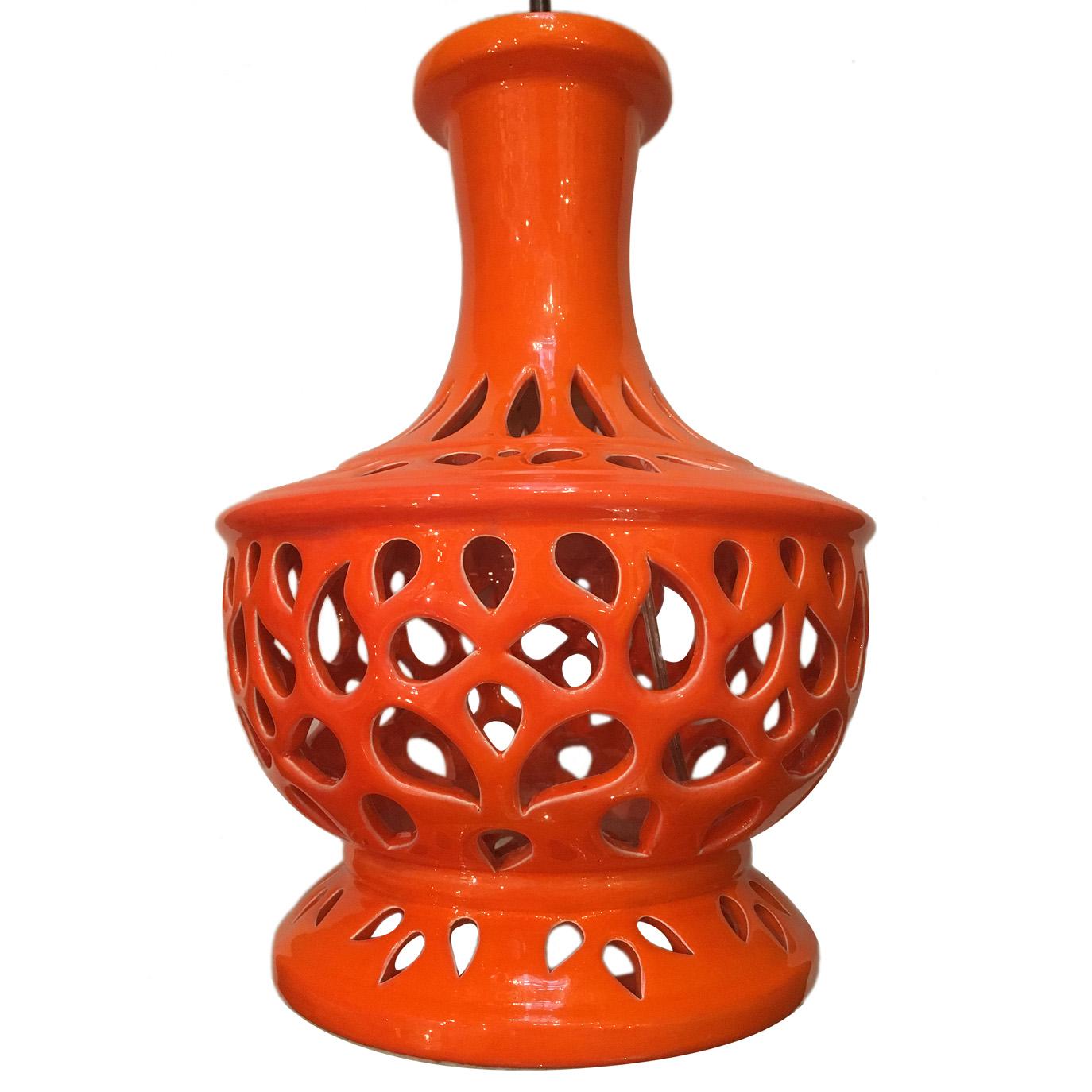 Italian Pierced Porcelain Table Lamp