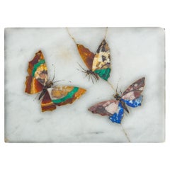 Italian Pietra Dura Butterfly Paperweight Specimen Plaque