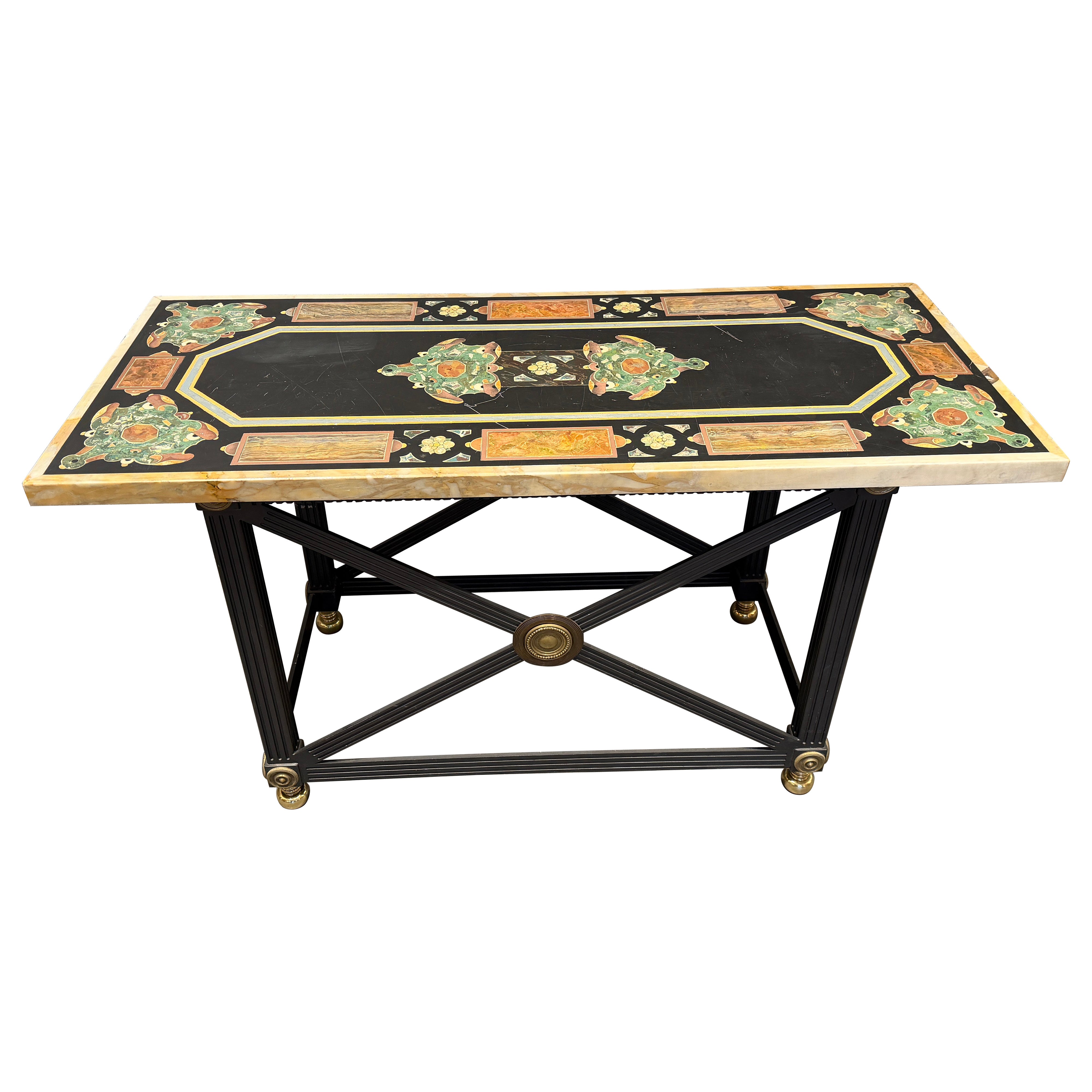 Italian Pietra Dura Console Table with Removable Marble Top – 20th Century For Sale