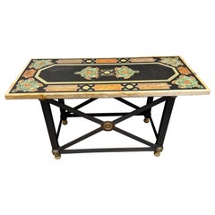 Italian Pietra Dura Console Table with Removable Marble Top – 20th Century