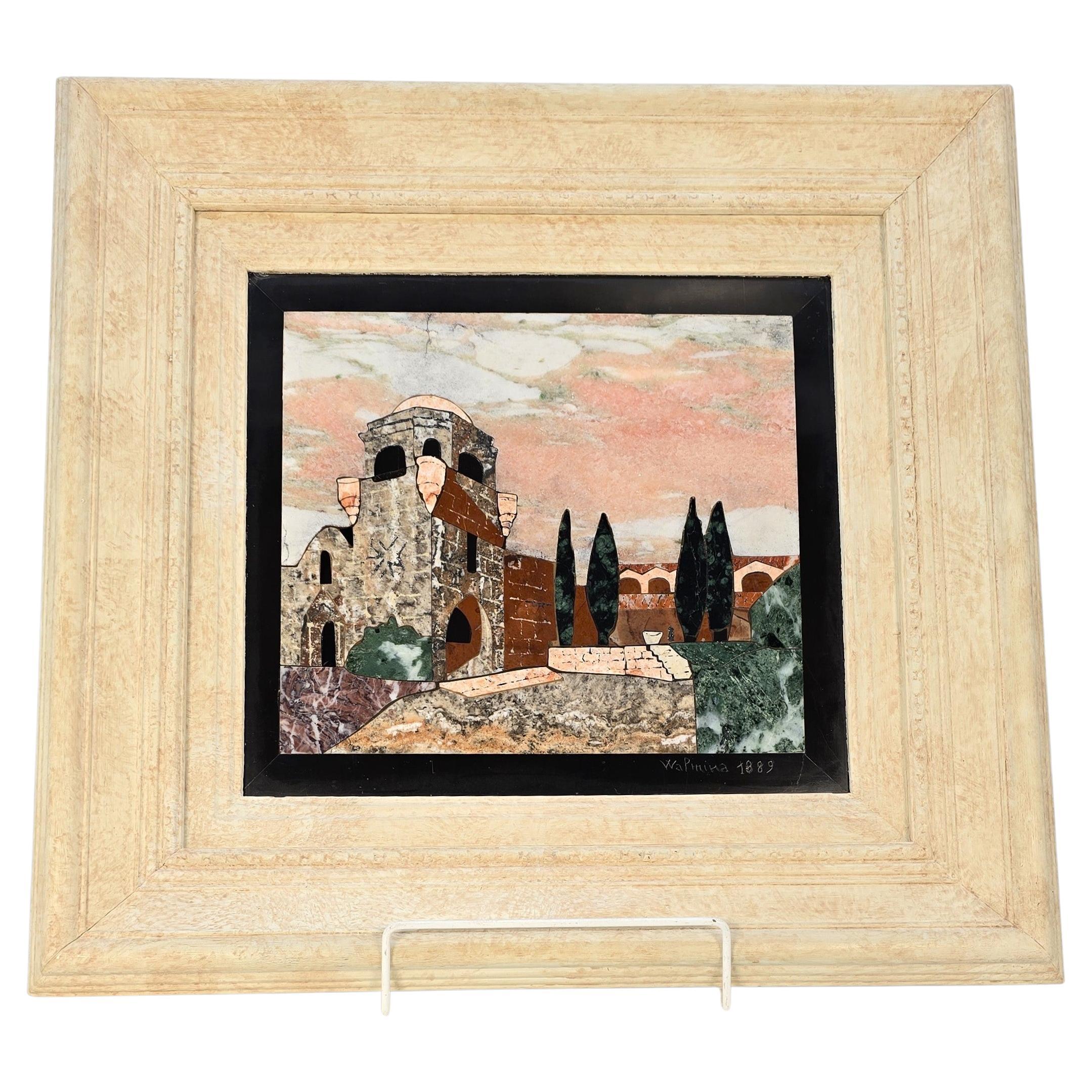 Panneau encadré en Pietra Dura italien, vers 1890