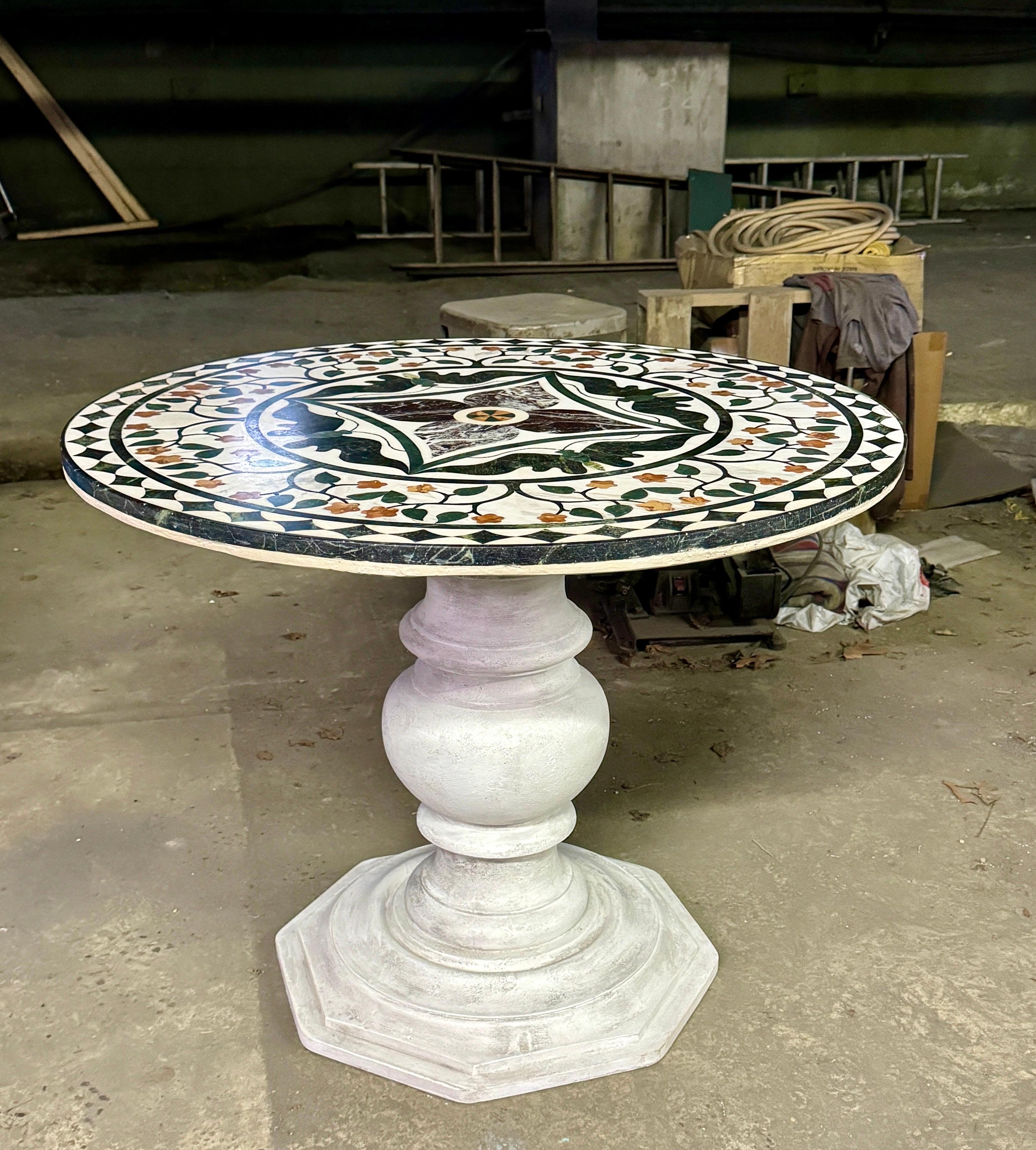 Italian Pietra Dura Inlaid Marble Center Hall Table  For Sale 9