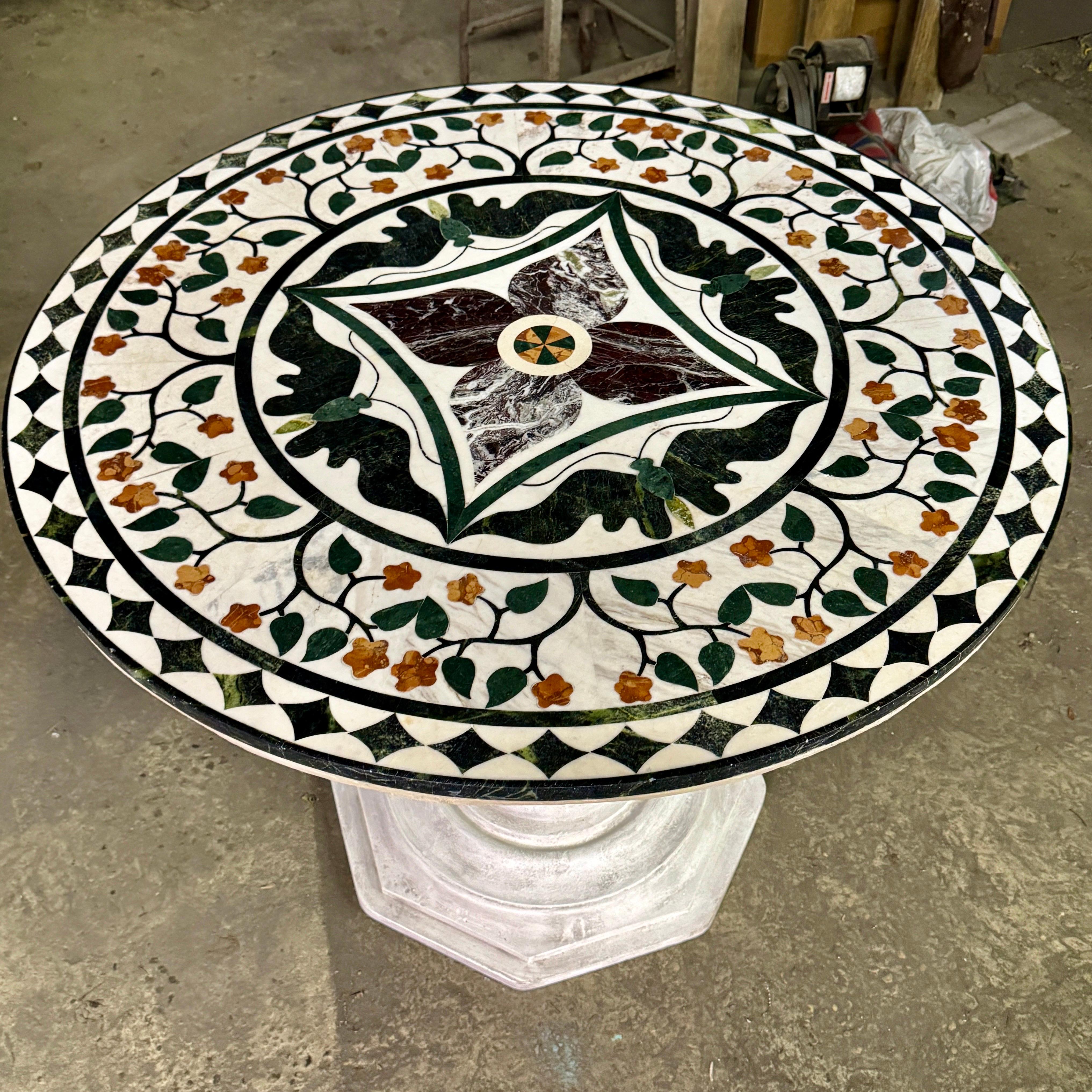Italian Pietra Dura Inlaid Marble Center Hall Table  For Sale 10