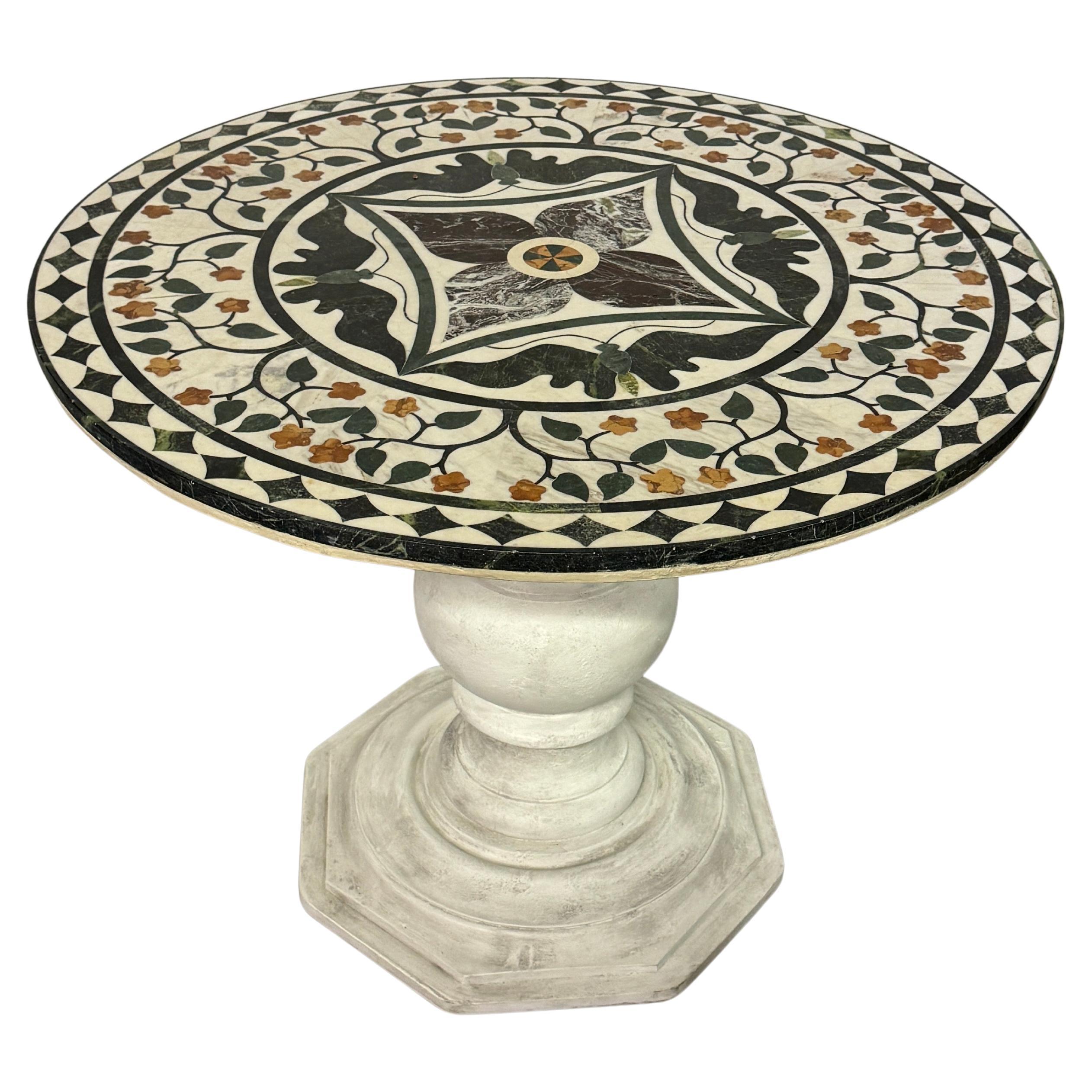 Italian Pietra Dura Inlaid Marble Center Hall Table  For Sale 11