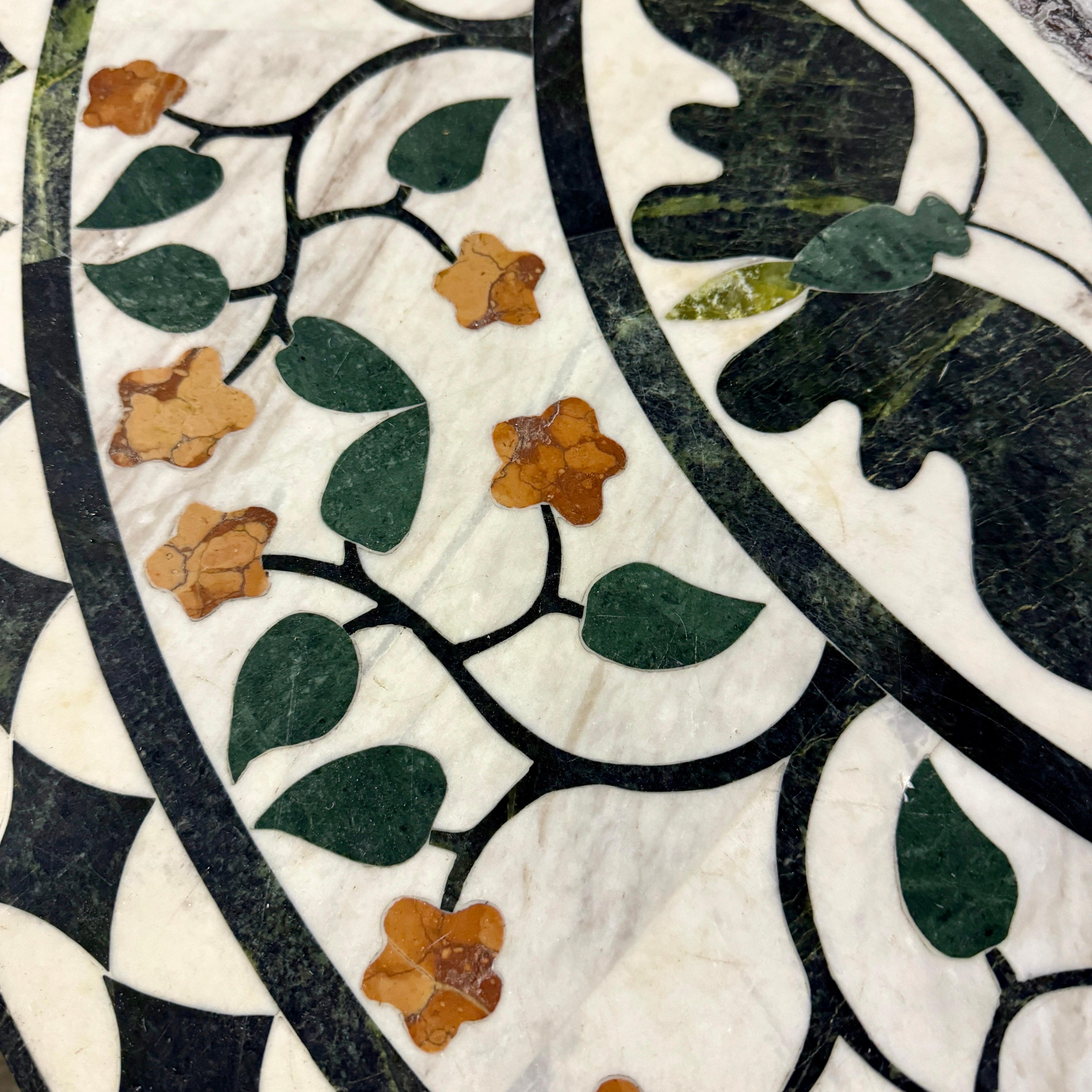 Italian Pietra Dura Inlaid Marble Center Hall Table  For Sale 1