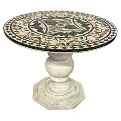 Used Italian Pietra Dura Inlaid Marble Center Hall Table 