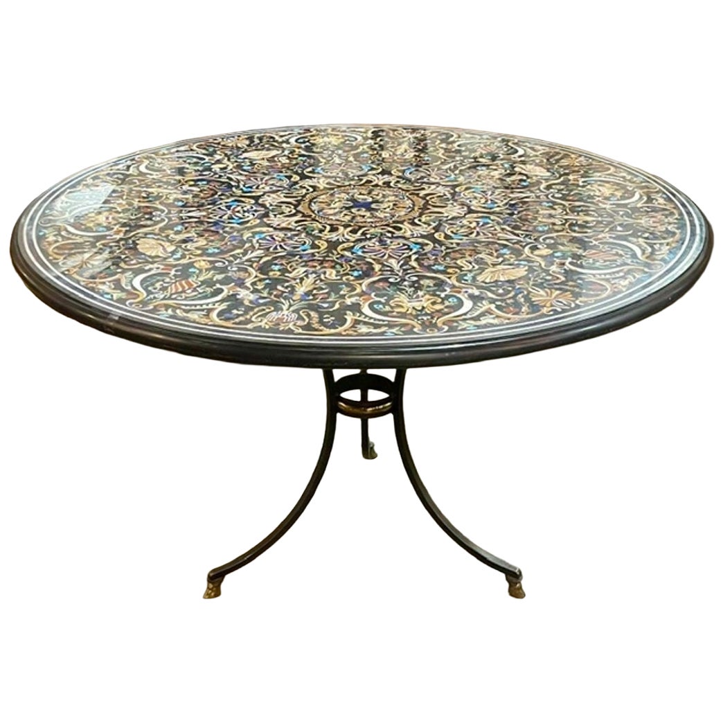 Centre de table italien en marbre Pietra Dura incrusté