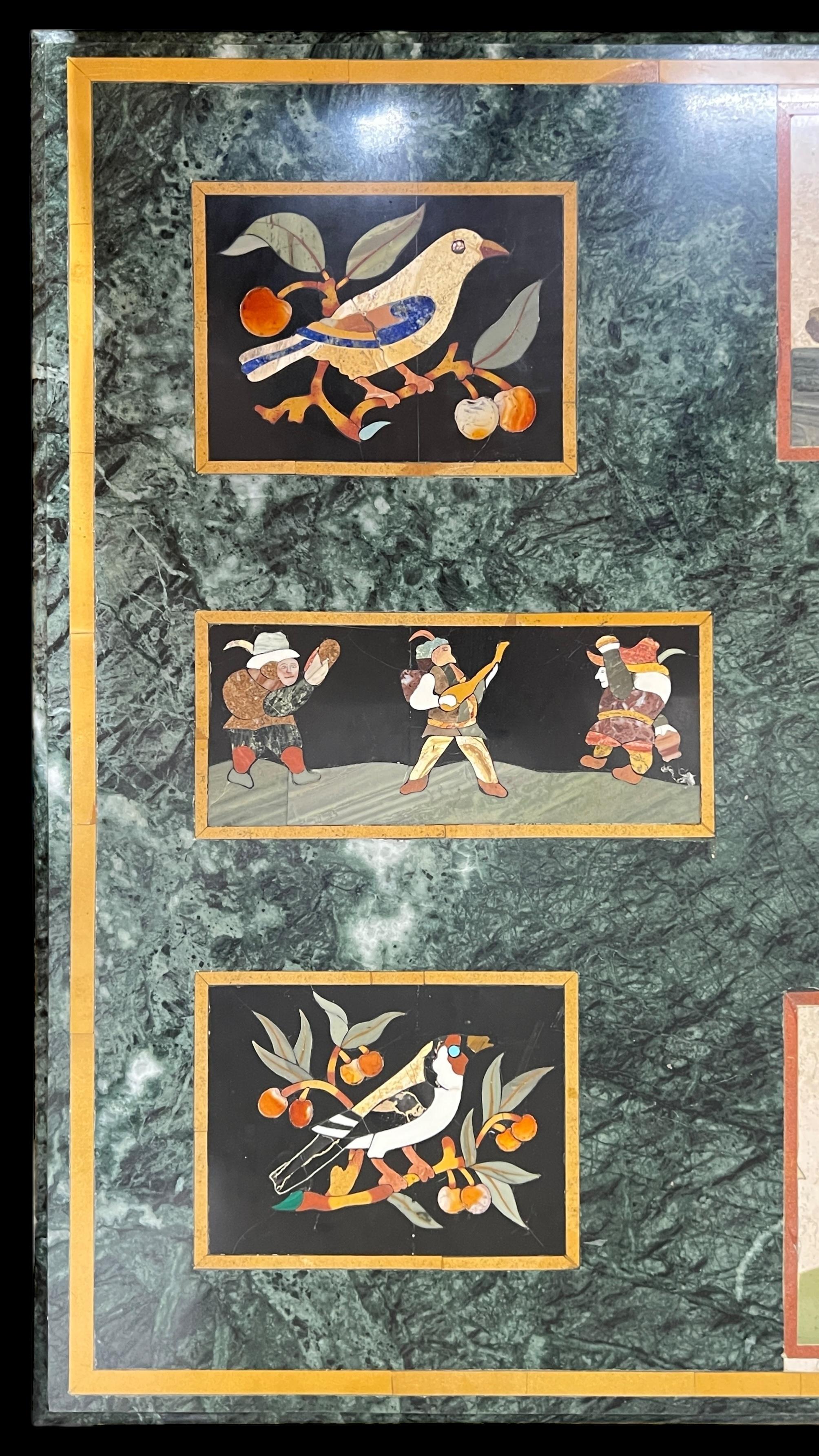 Inlay Italian Pietra Dura Inlaid Marble Top Coffee Table For Sale