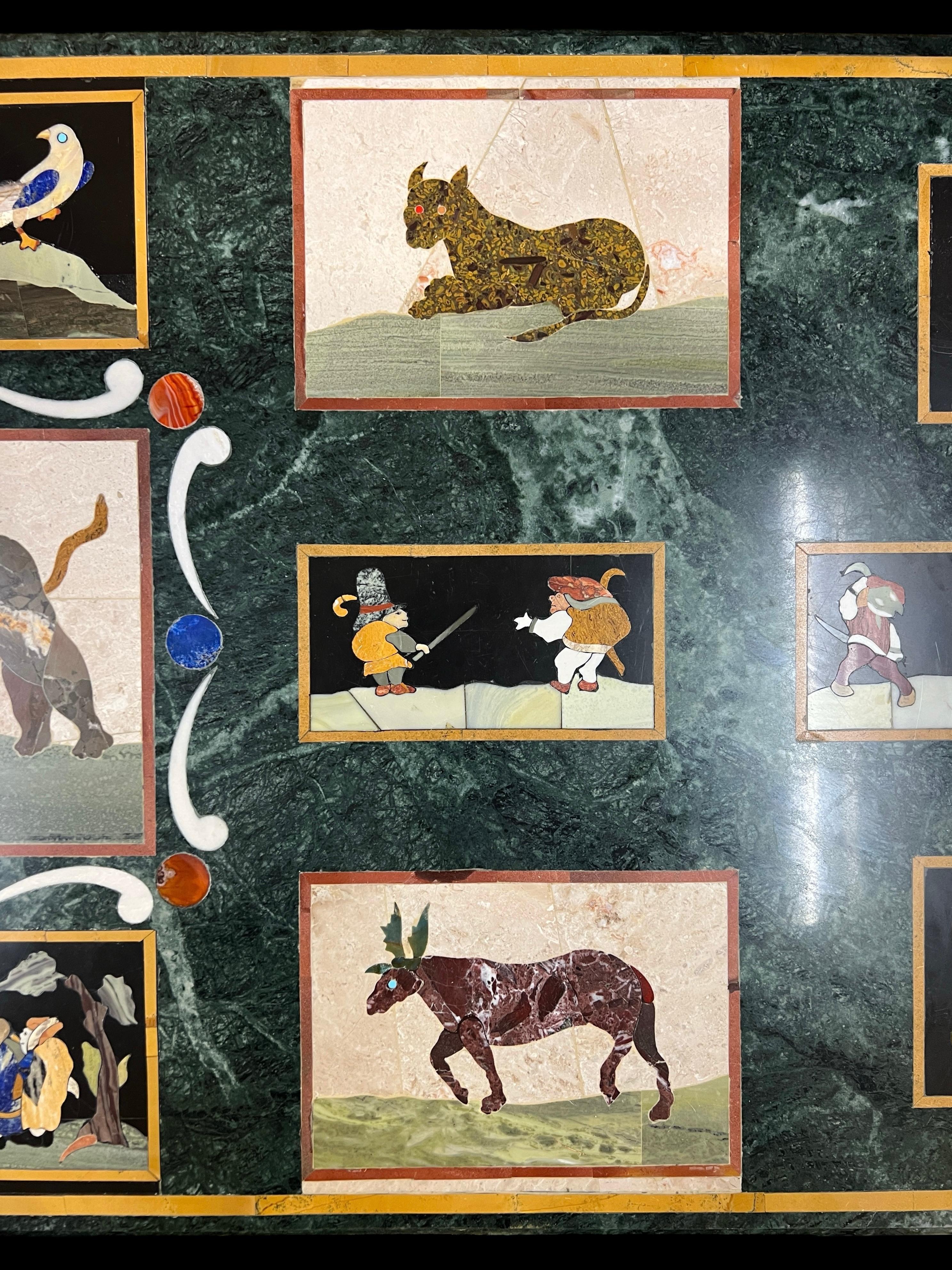 Italian Pietra Dura Inlaid Marble Top Coffee Table In Good Condition For Sale In New York, NY