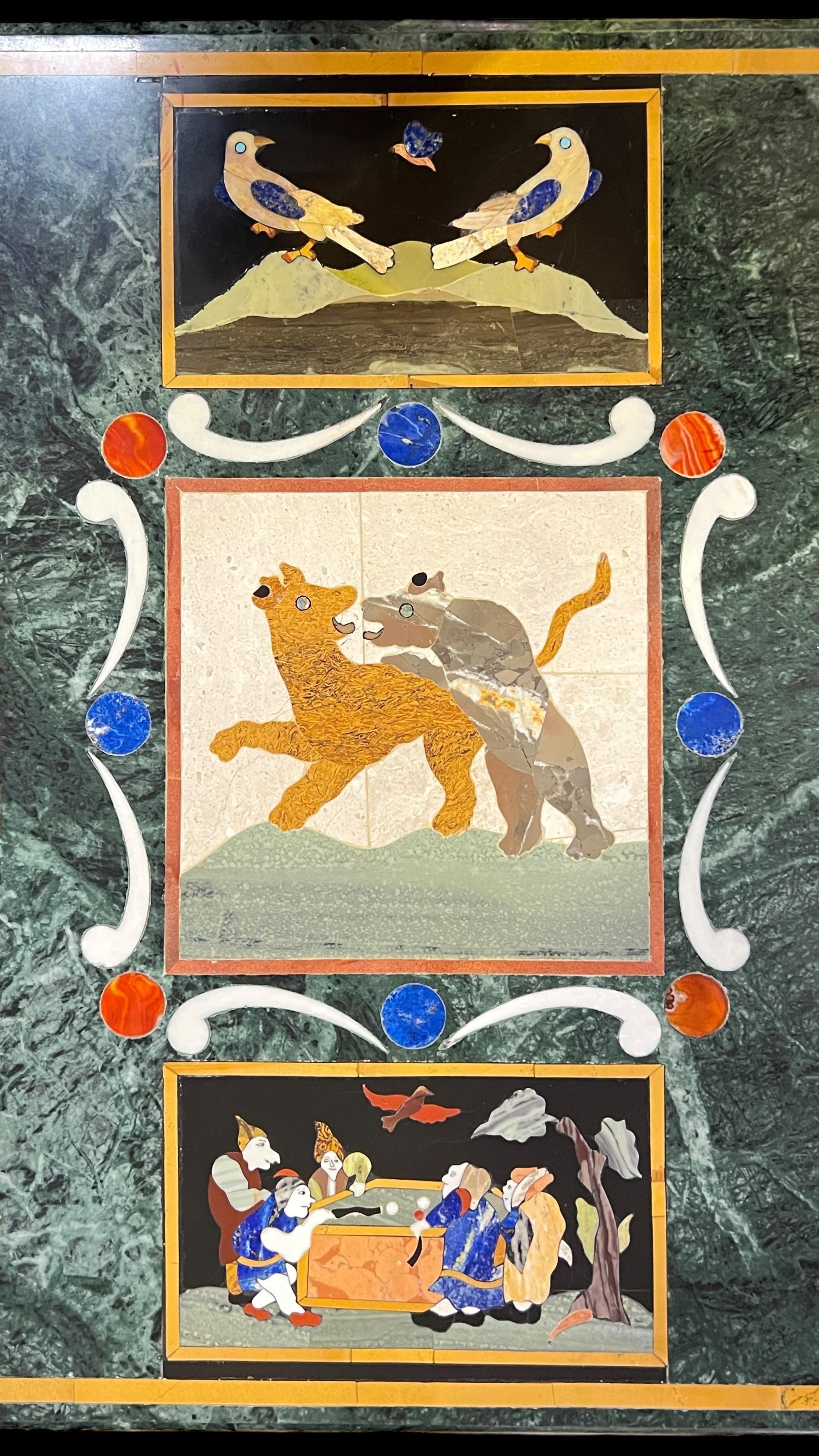 20th Century Italian Pietra Dura Inlaid Marble Top Coffee Table For Sale