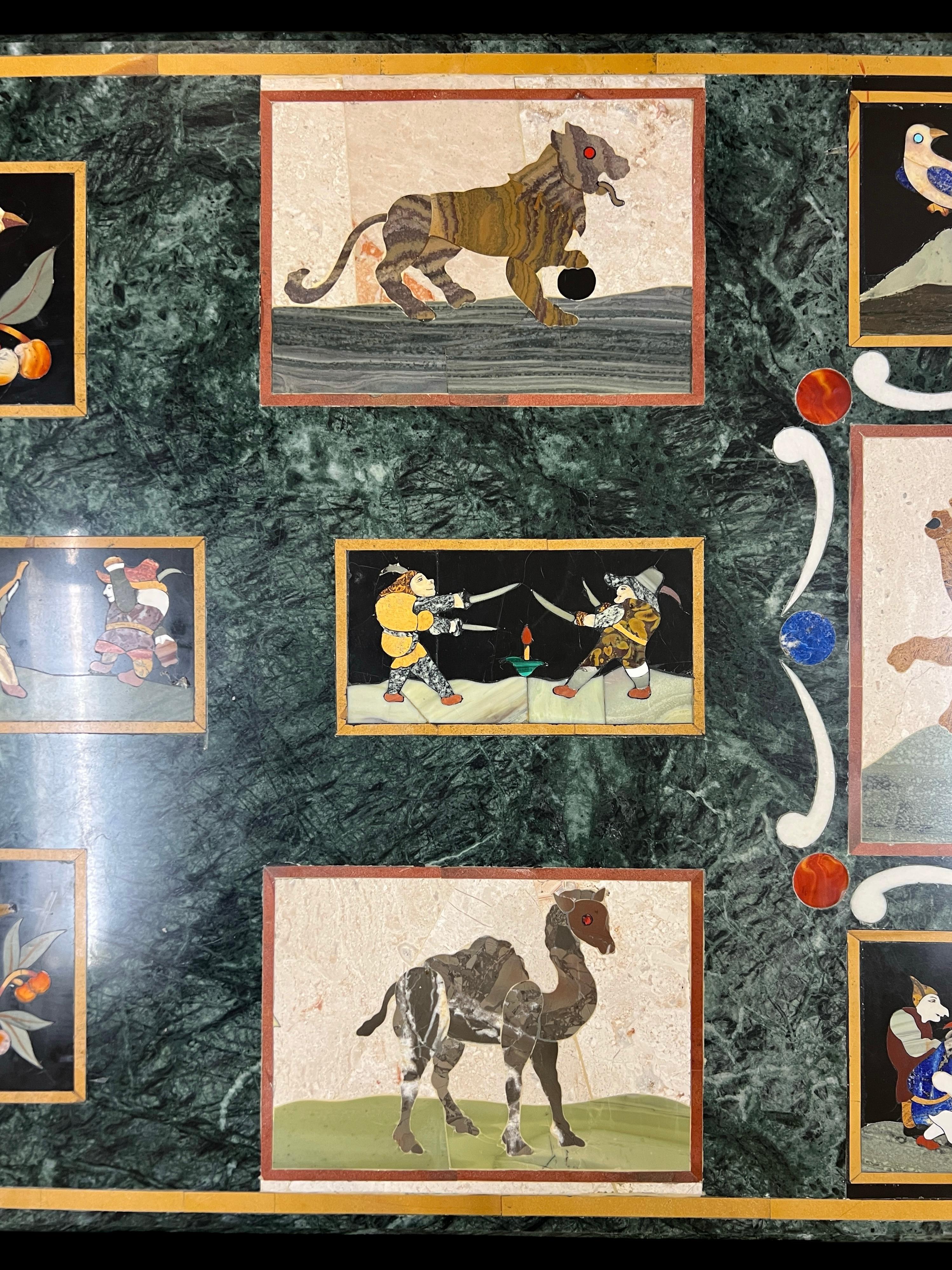 Maple Italian Pietra Dura Inlaid Marble Top Coffee Table For Sale