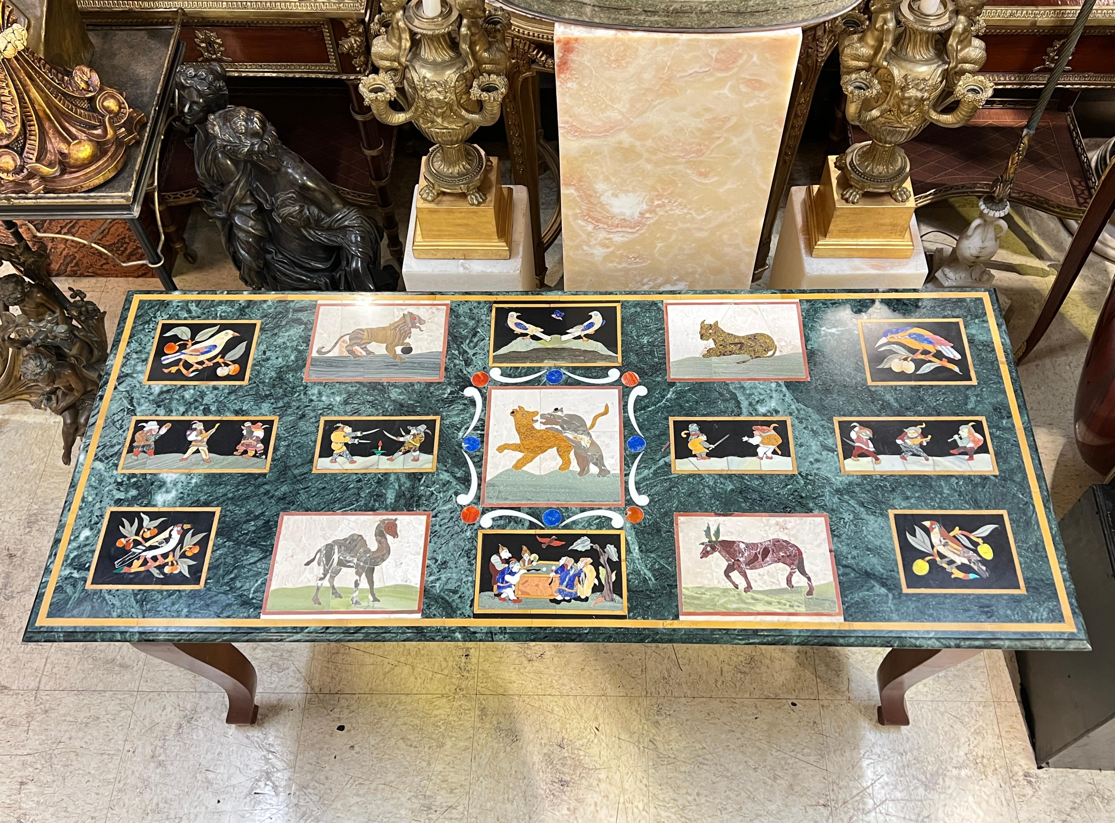 Italian Pietra Dura Inlaid Marble Top Coffee Table For Sale 2