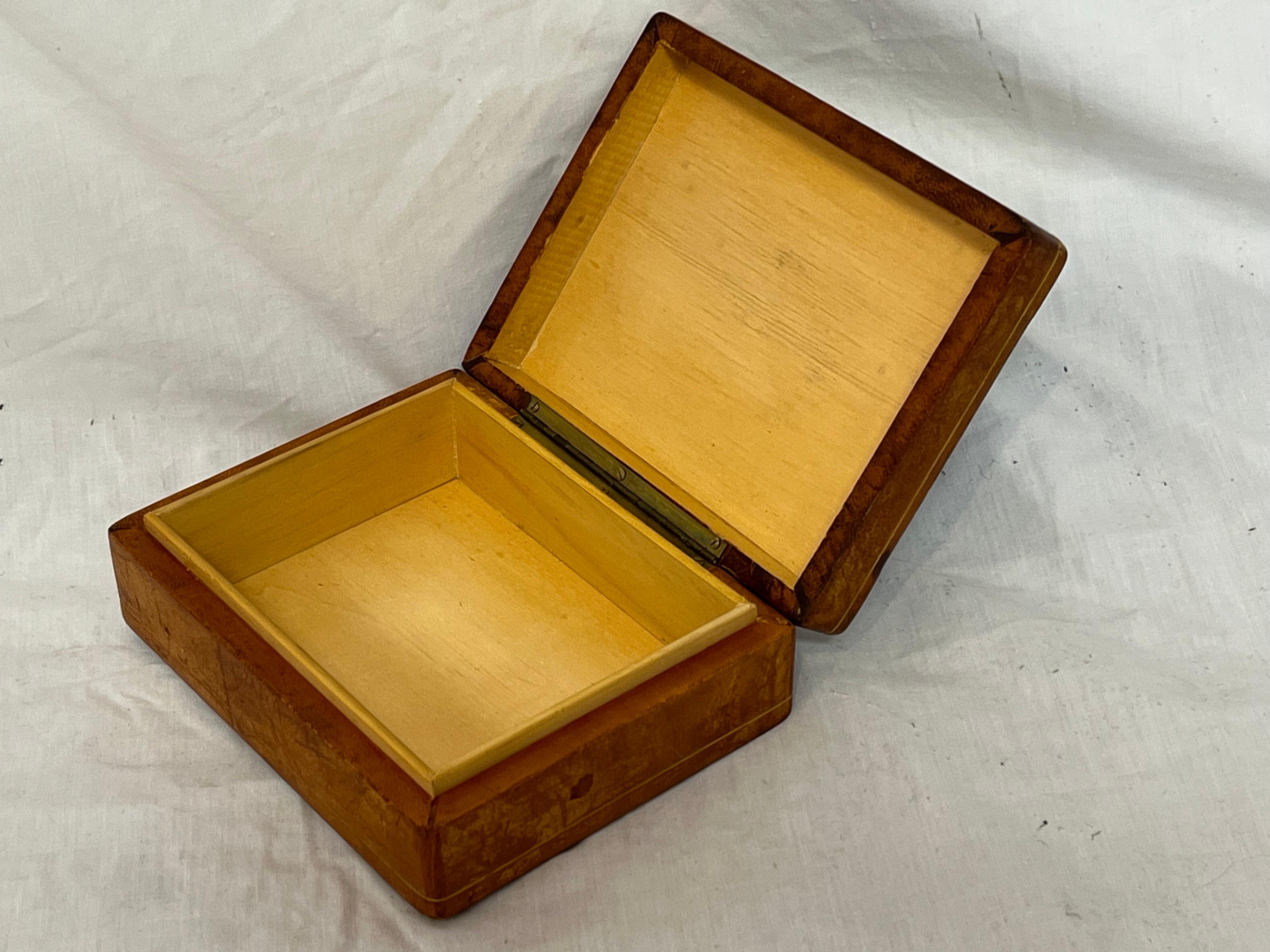 Italian Pietra Dura, Leather and Gilt Midcentury Card or Stash or Trinket Box 8