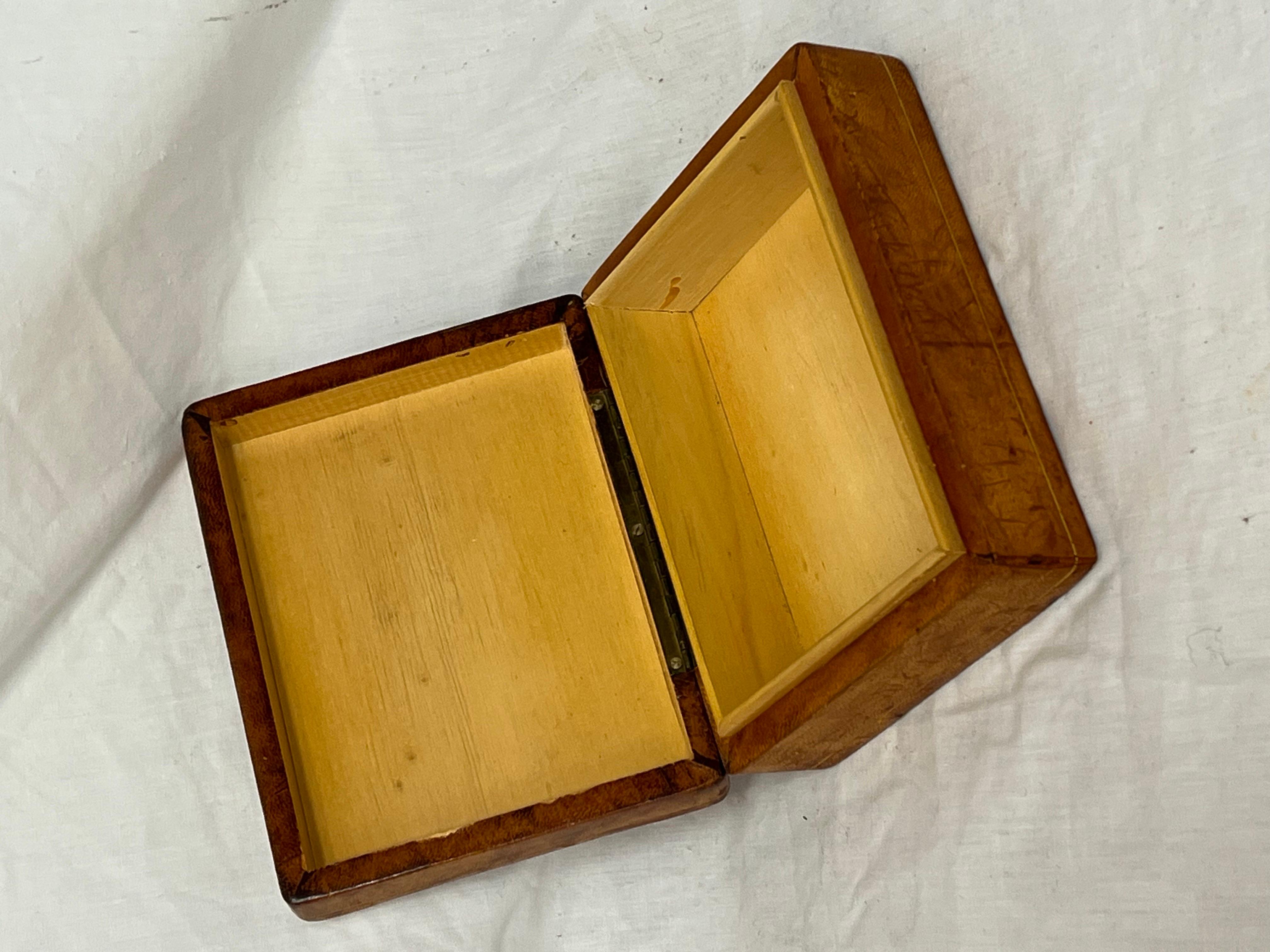 Italian Pietra Dura, Leather and Gilt Midcentury Card or Stash or Trinket Box 9
