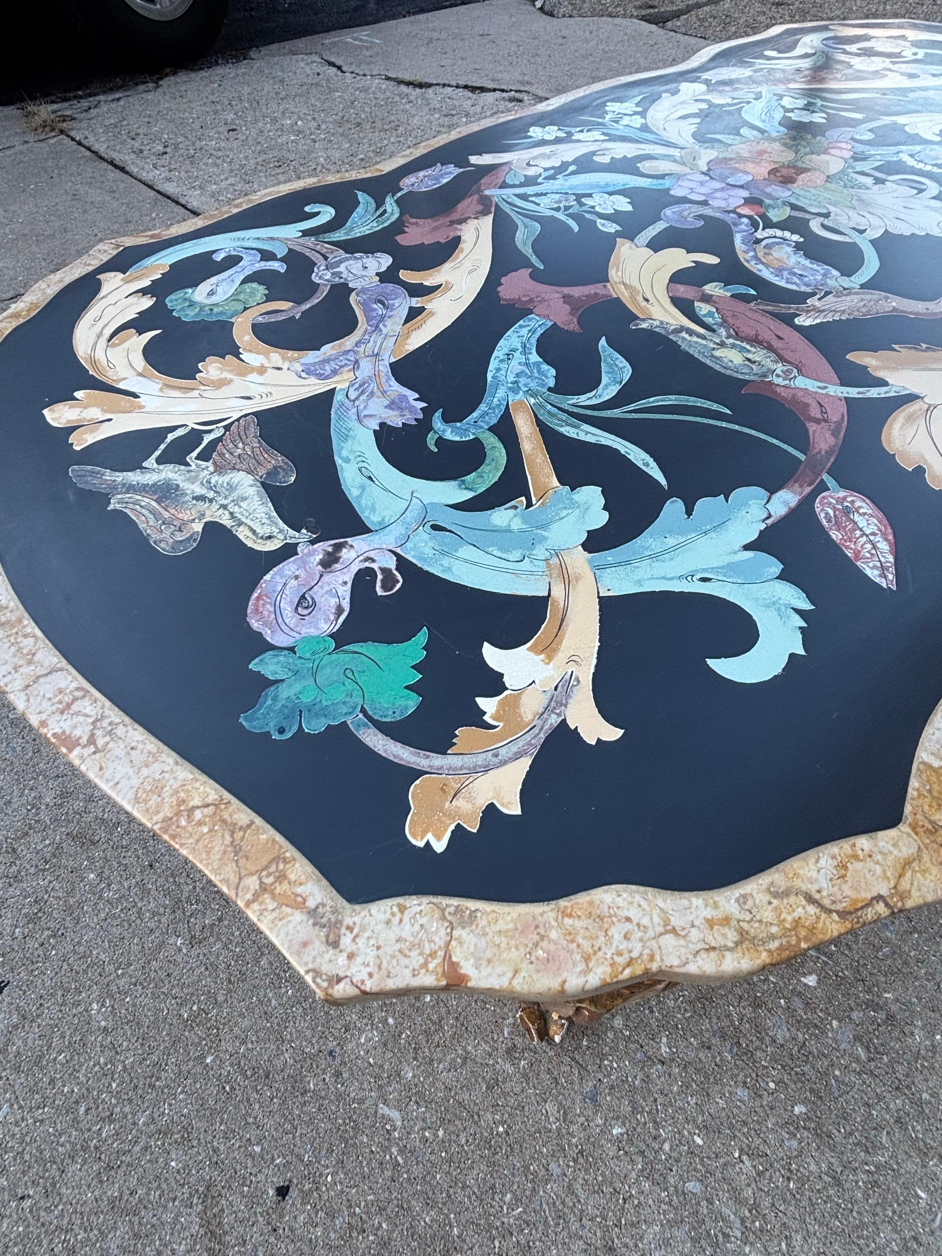 Marbre Table basse italienne Pietra Dura en marbre en vente