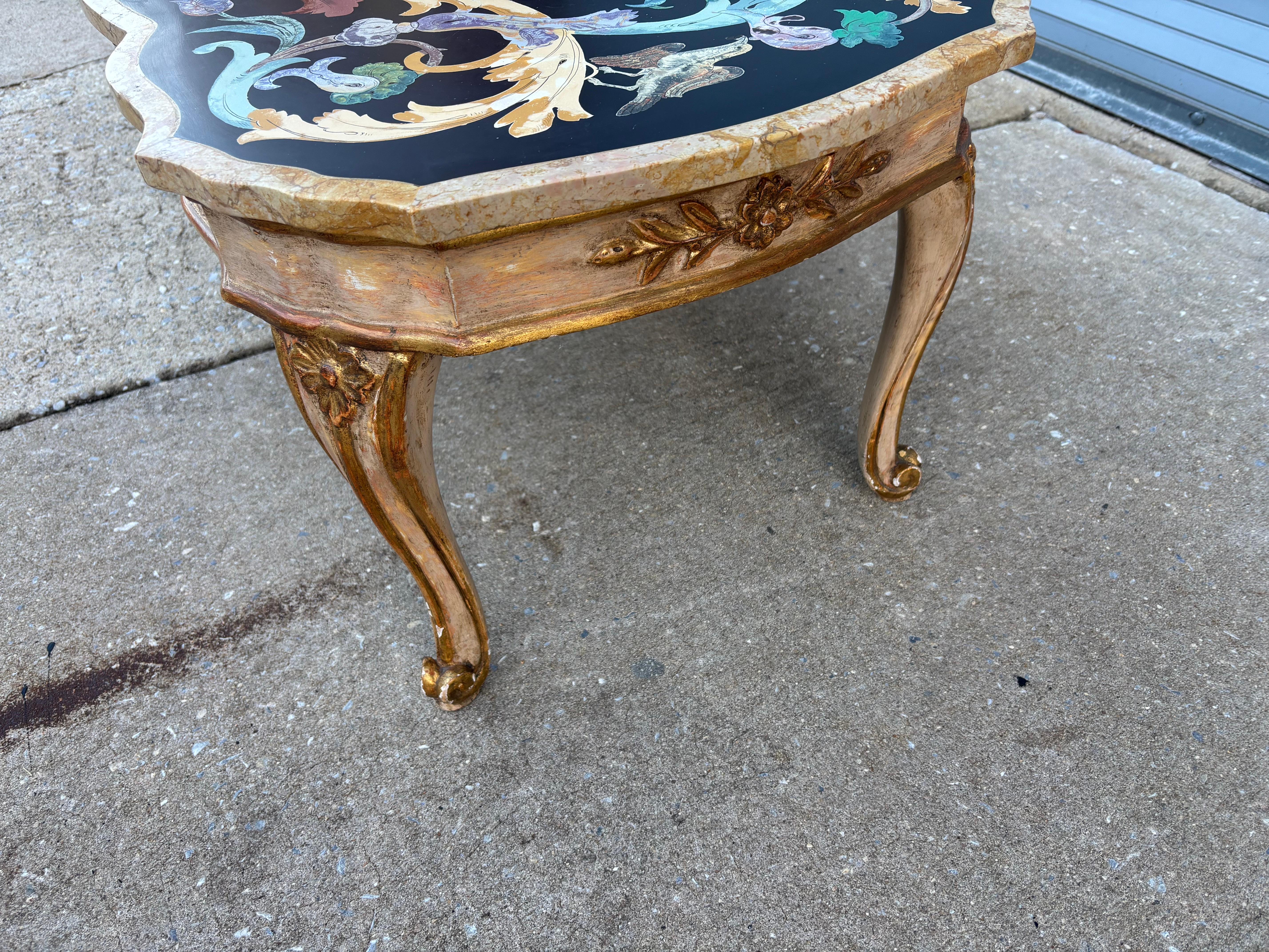 Table basse italienne Pietra Dura en marbre en vente 3