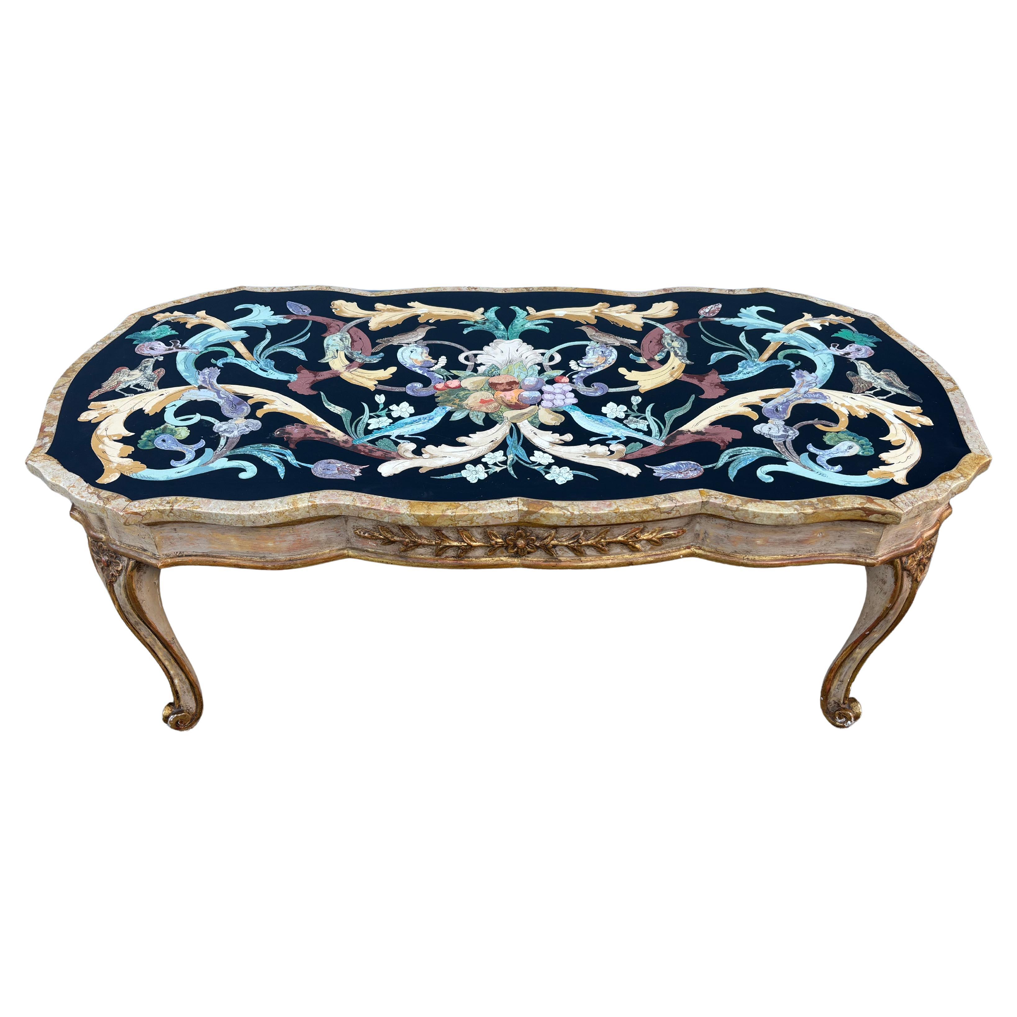Italienischer Pietra Dura Marmor Couchtisch